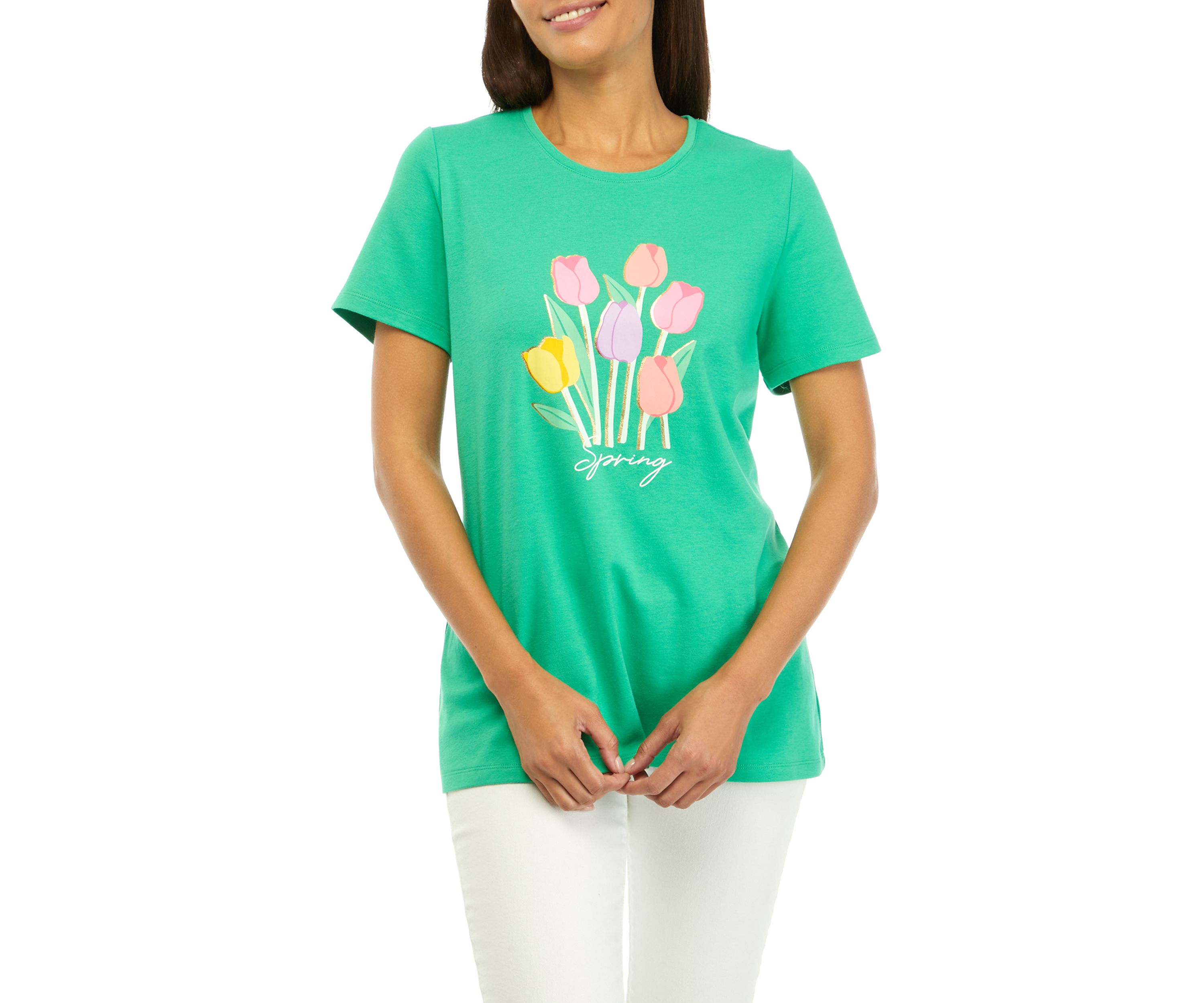 Womens Short Sleeve Crew Neck Graphic T-Shirt