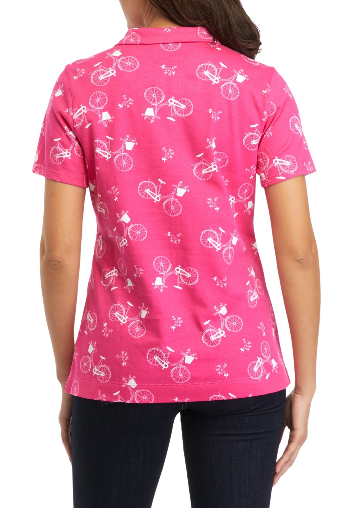 Womens Short Sleeve Printed Polo Shirt