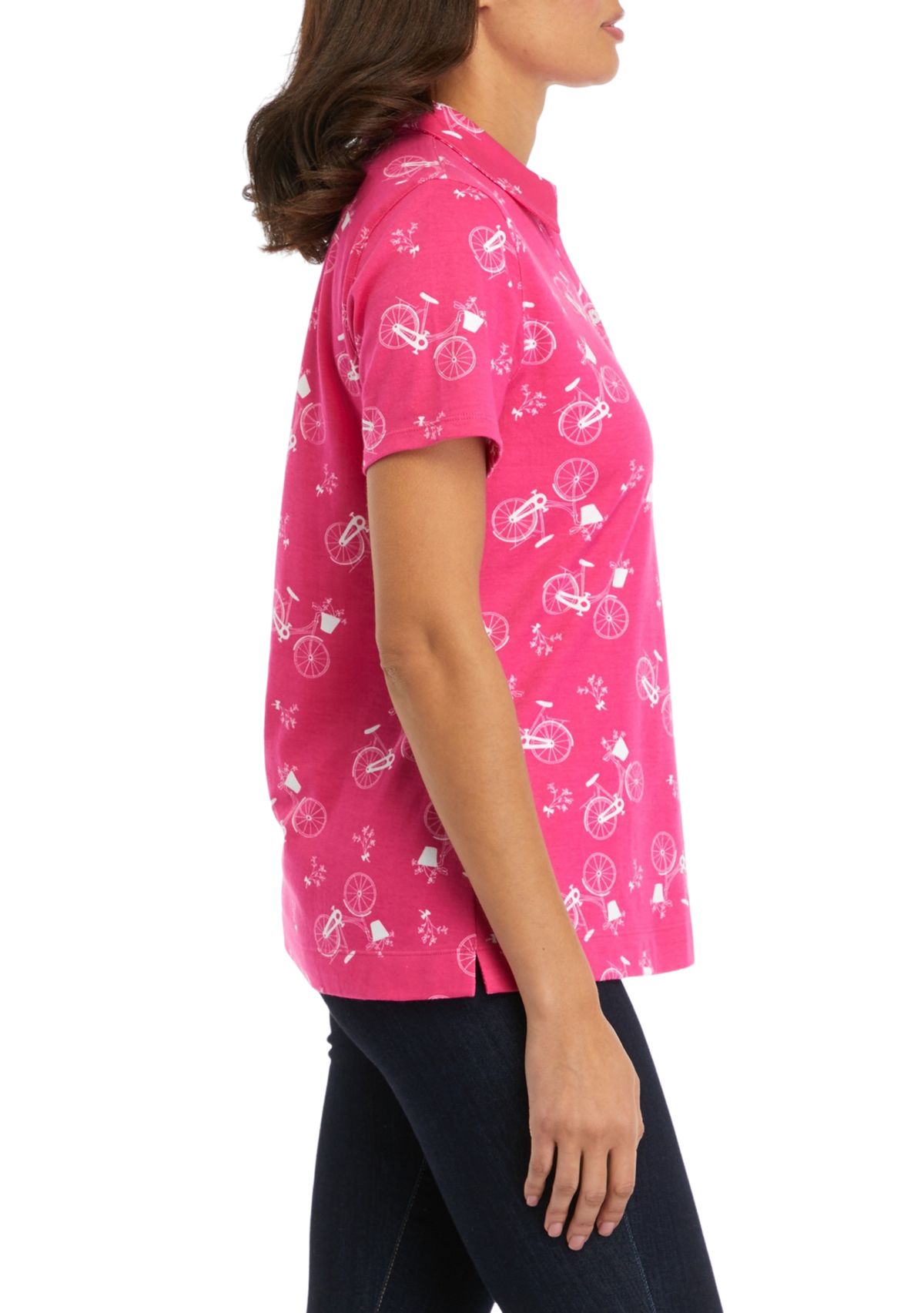 Womens Short Sleeve Printed Polo Shirt