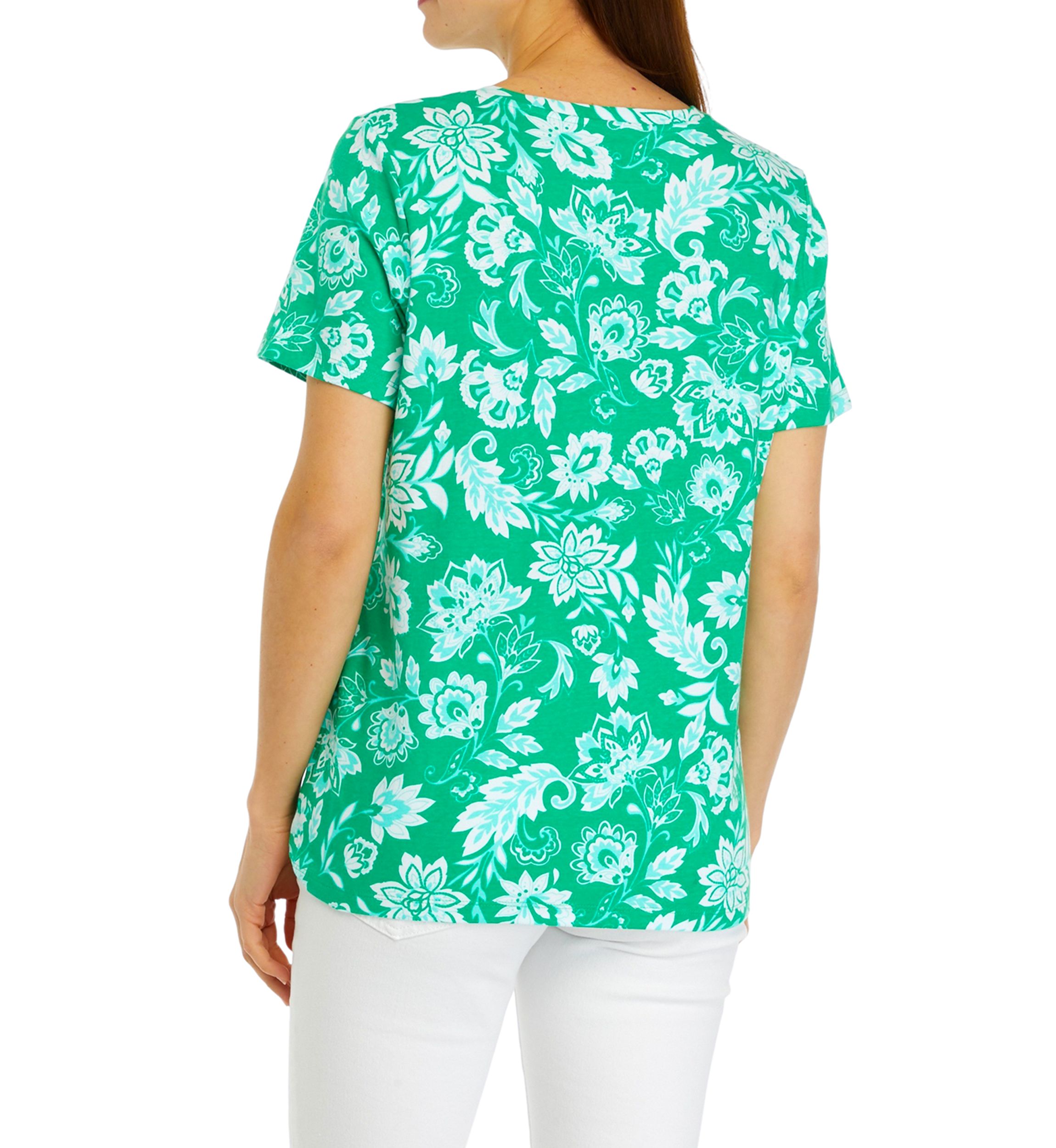 Womens Short Sleeve V-Neck Printed T-Shirt
