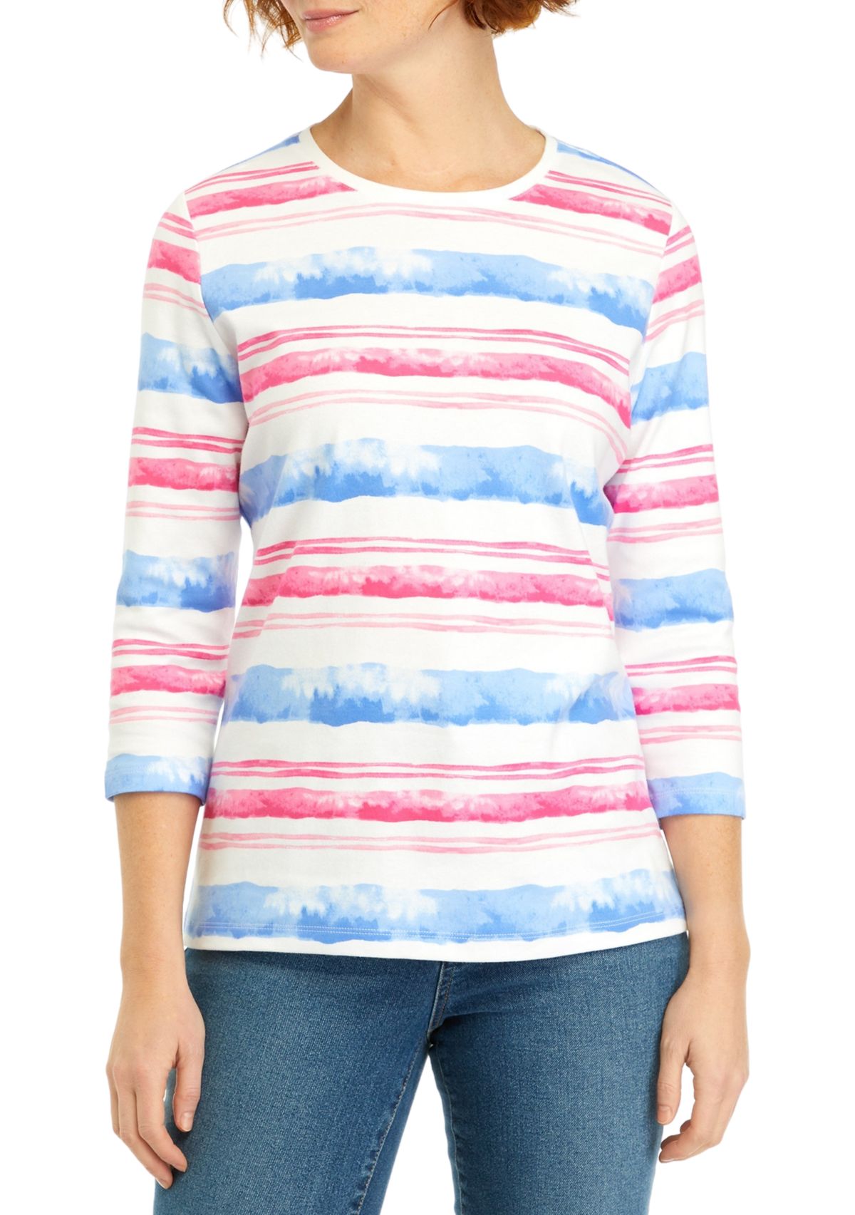 Womens Stripe Crew Neck Top