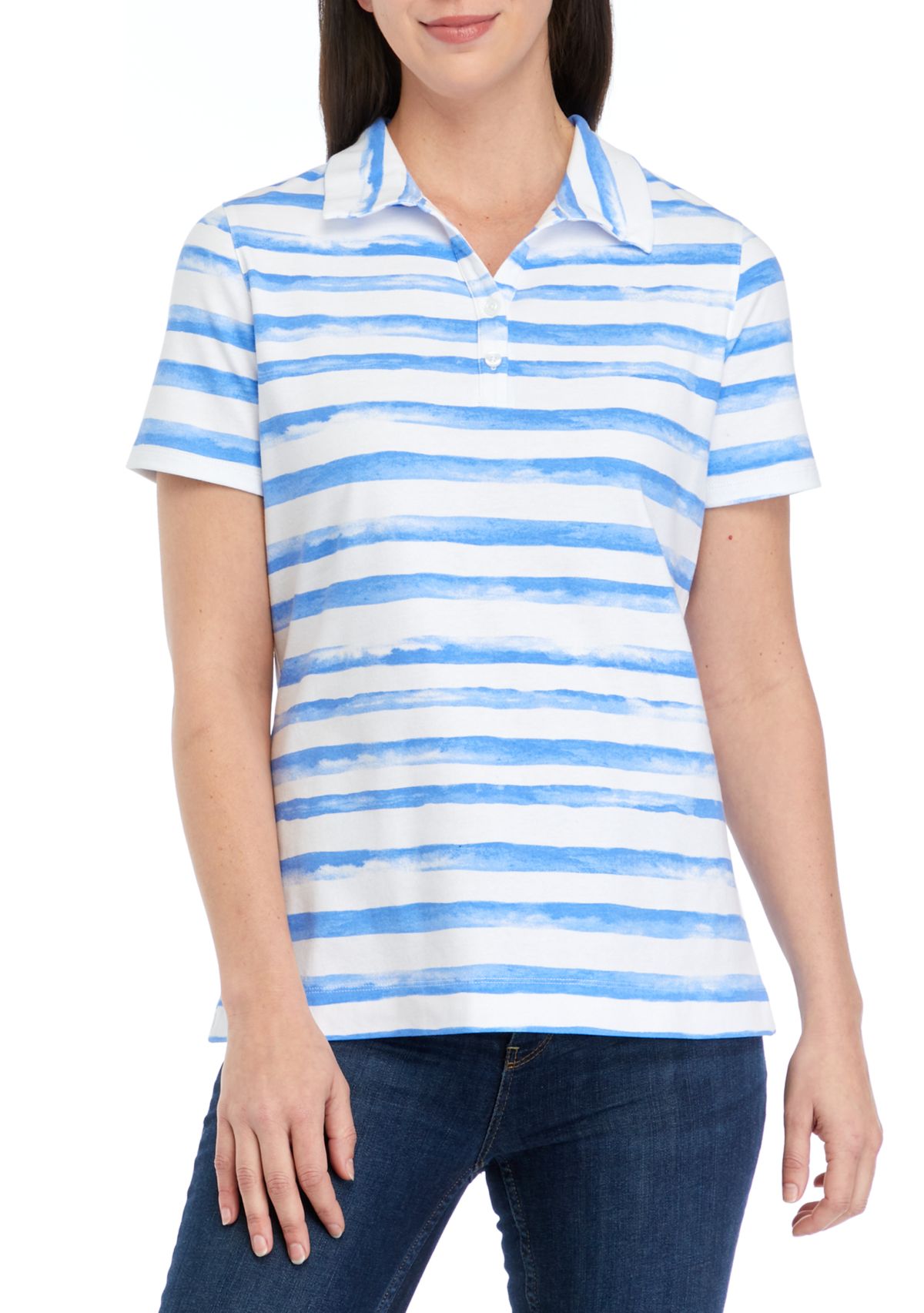 Womens Short Sleeve Printed Polo Shirt