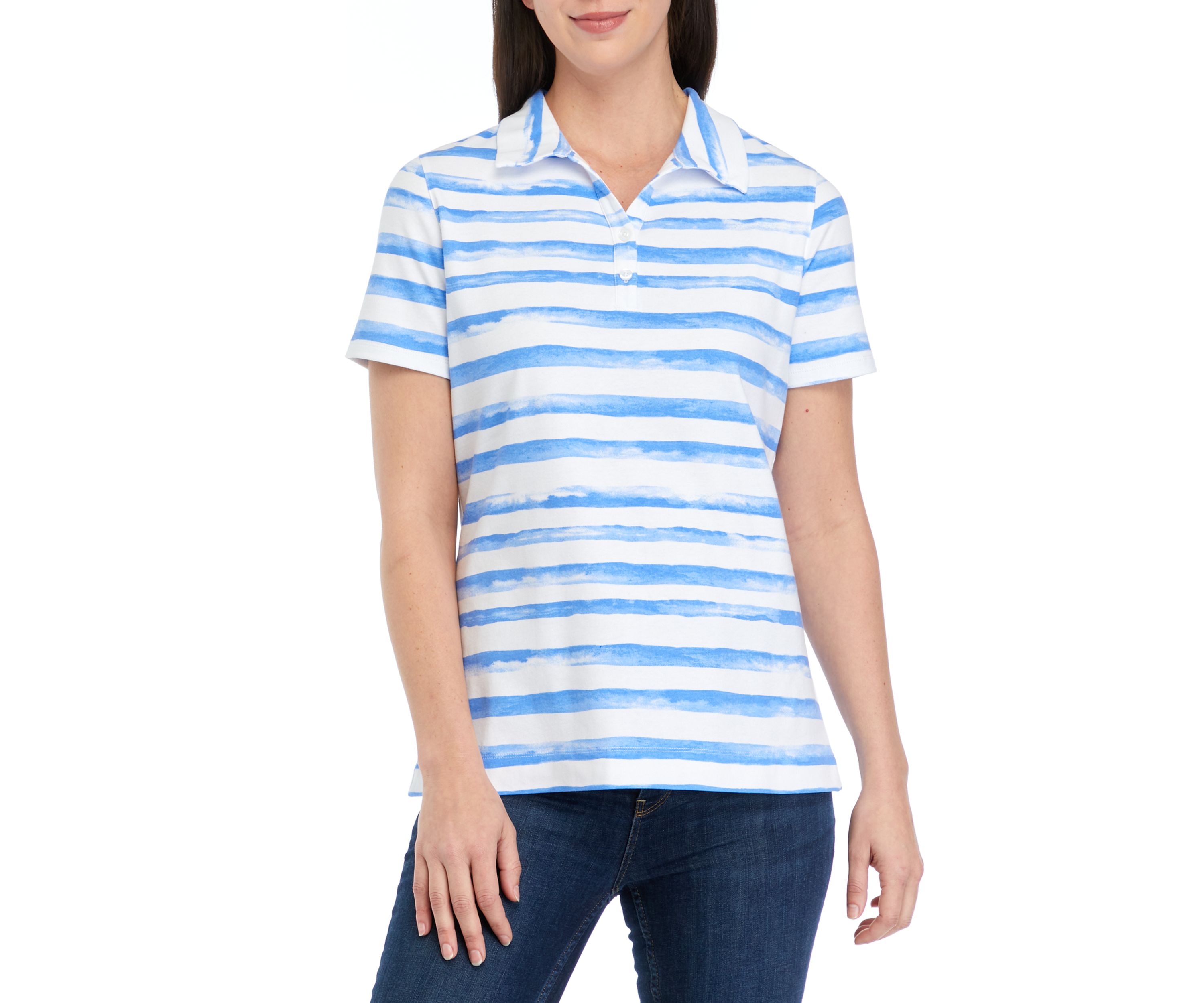Womens Short Sleeve Printed Polo Shirt