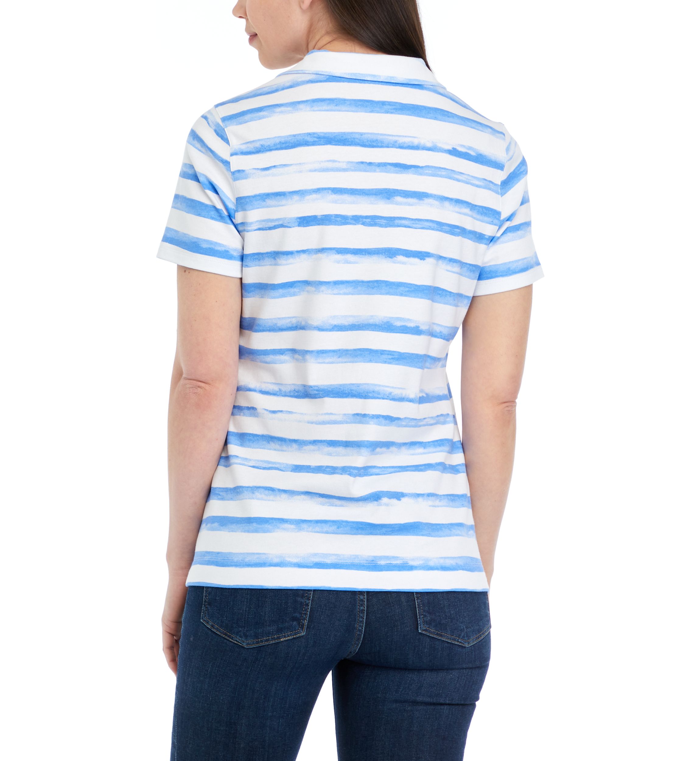 Womens Short Sleeve Printed Polo Shirt