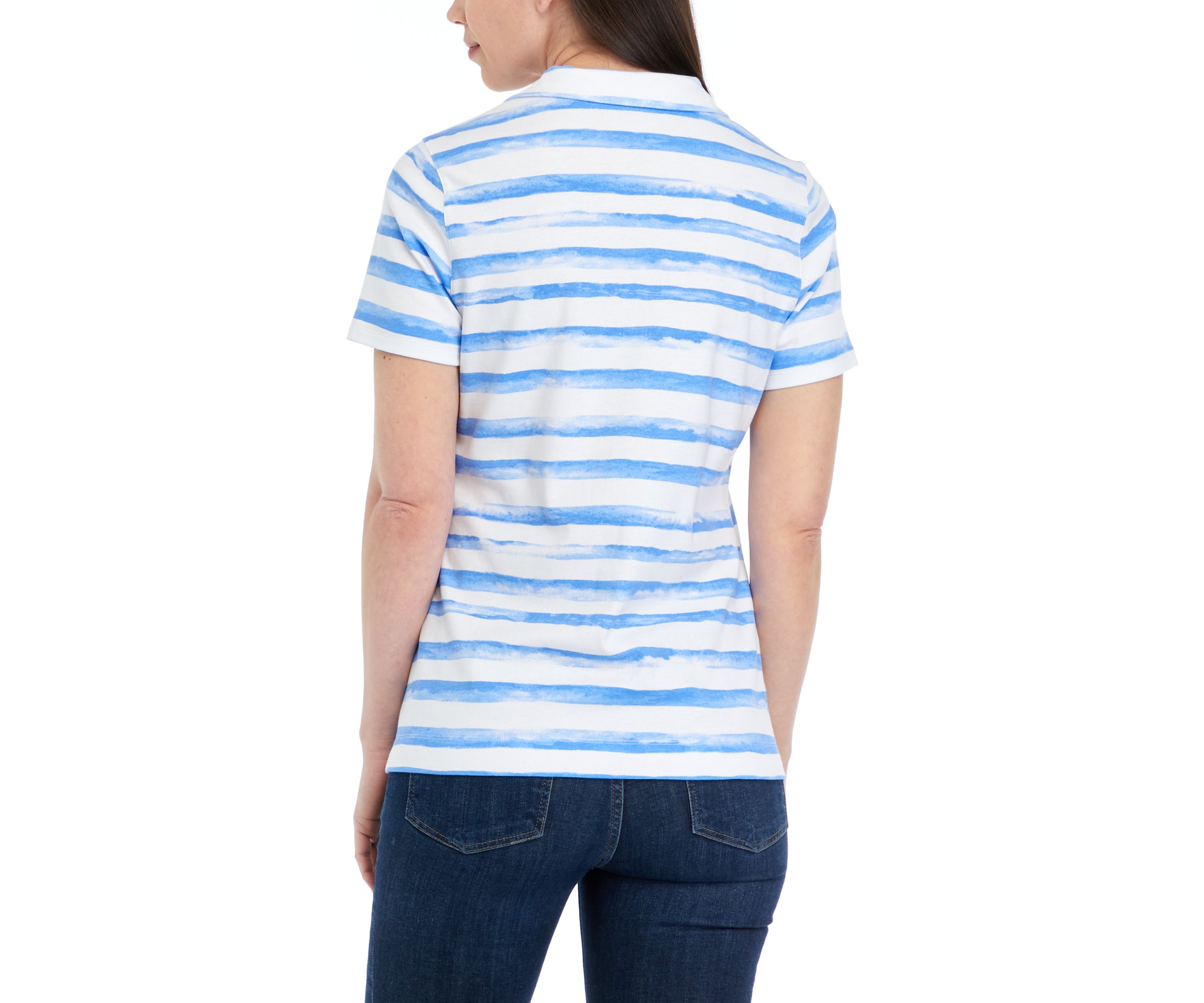 Womens Short Sleeve Printed Polo Shirt