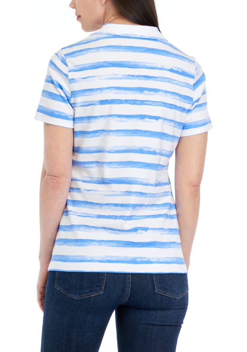 Womens Short Sleeve Printed Polo Shirt