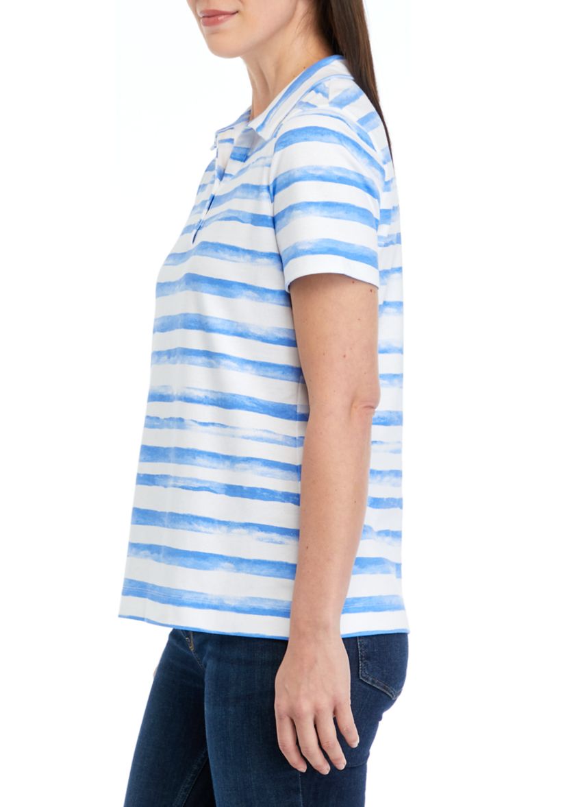 Womens Short Sleeve Printed Polo Shirt