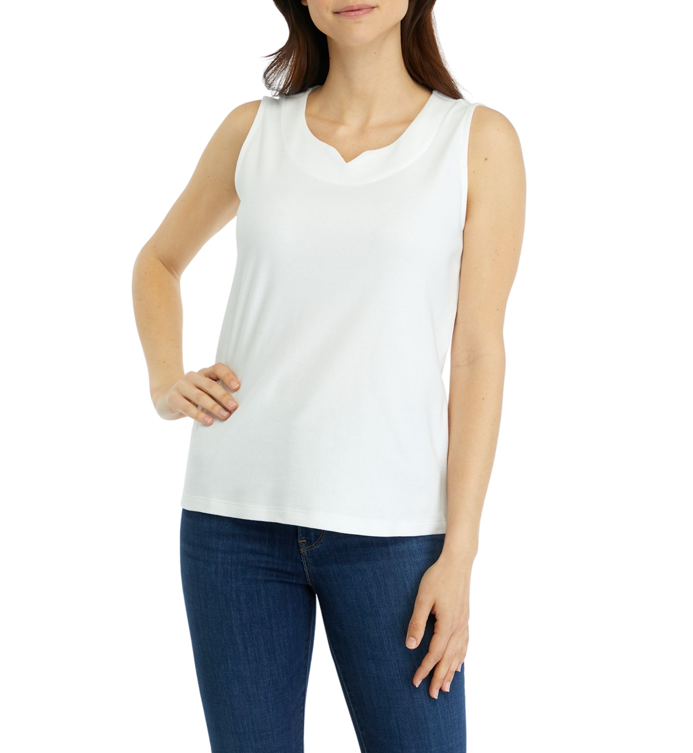 Womens Sleeveless Split Neck Tank 