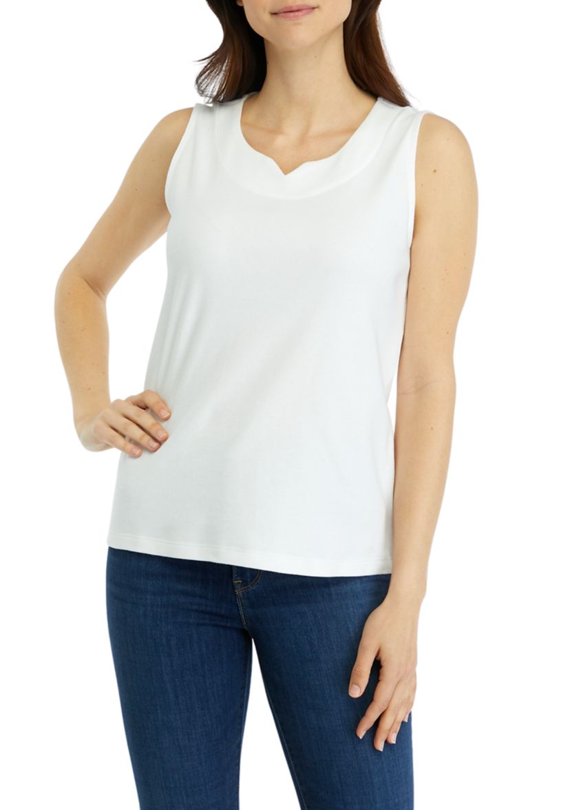 Womens Sleeveless Split Neck Tank 