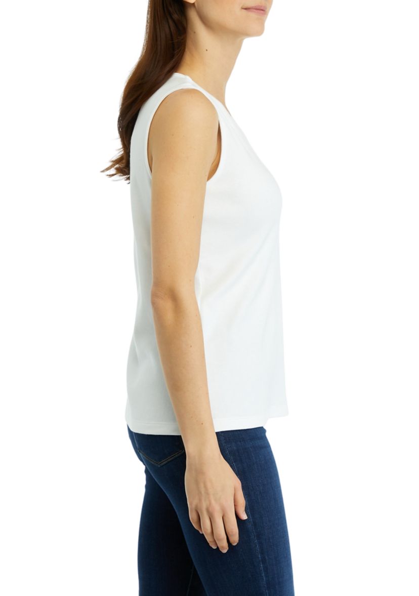 Womens Sleeveless Split Neck Tank 