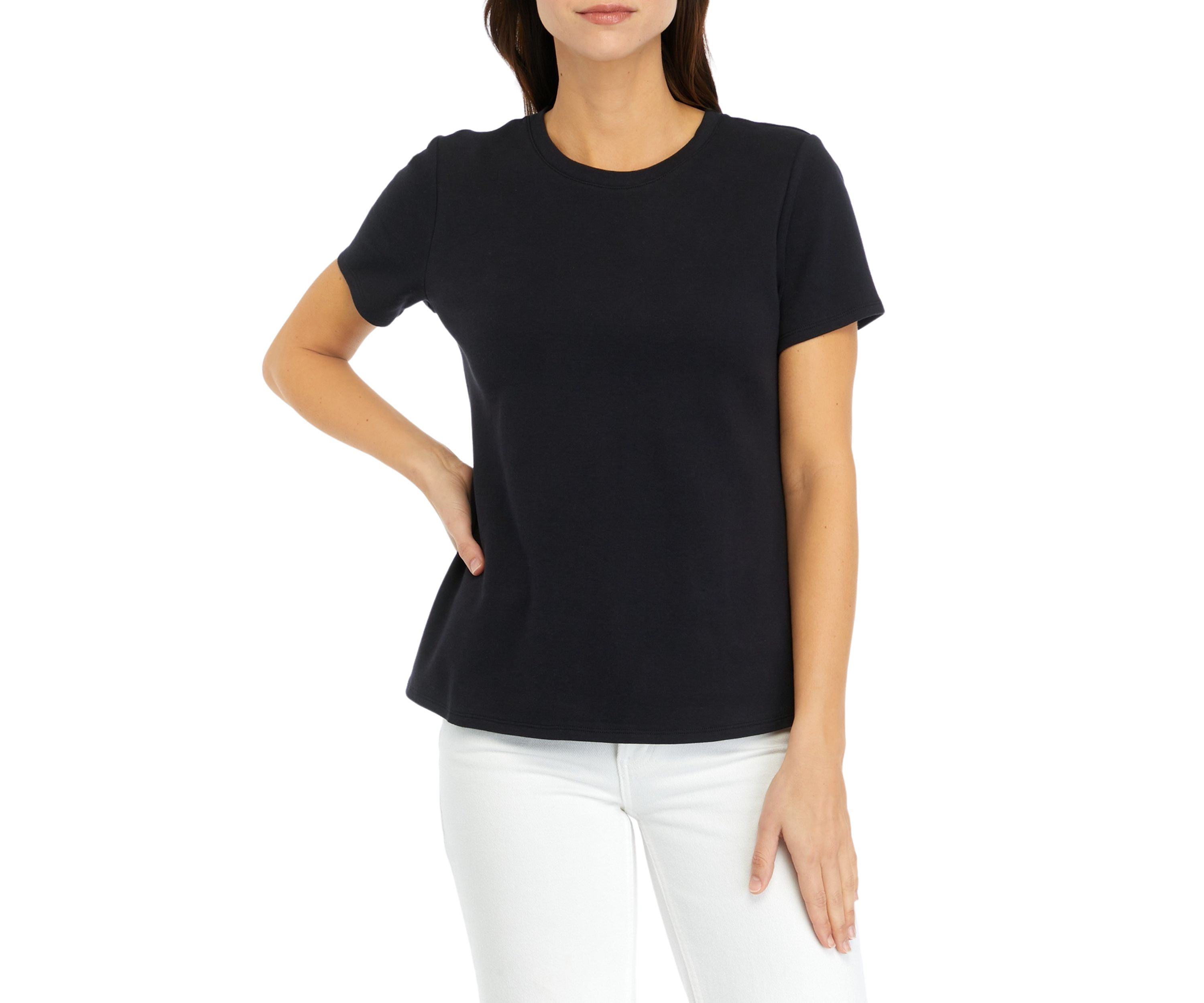 Womens Short Sleeve Crew Neck Solid T-Shirt