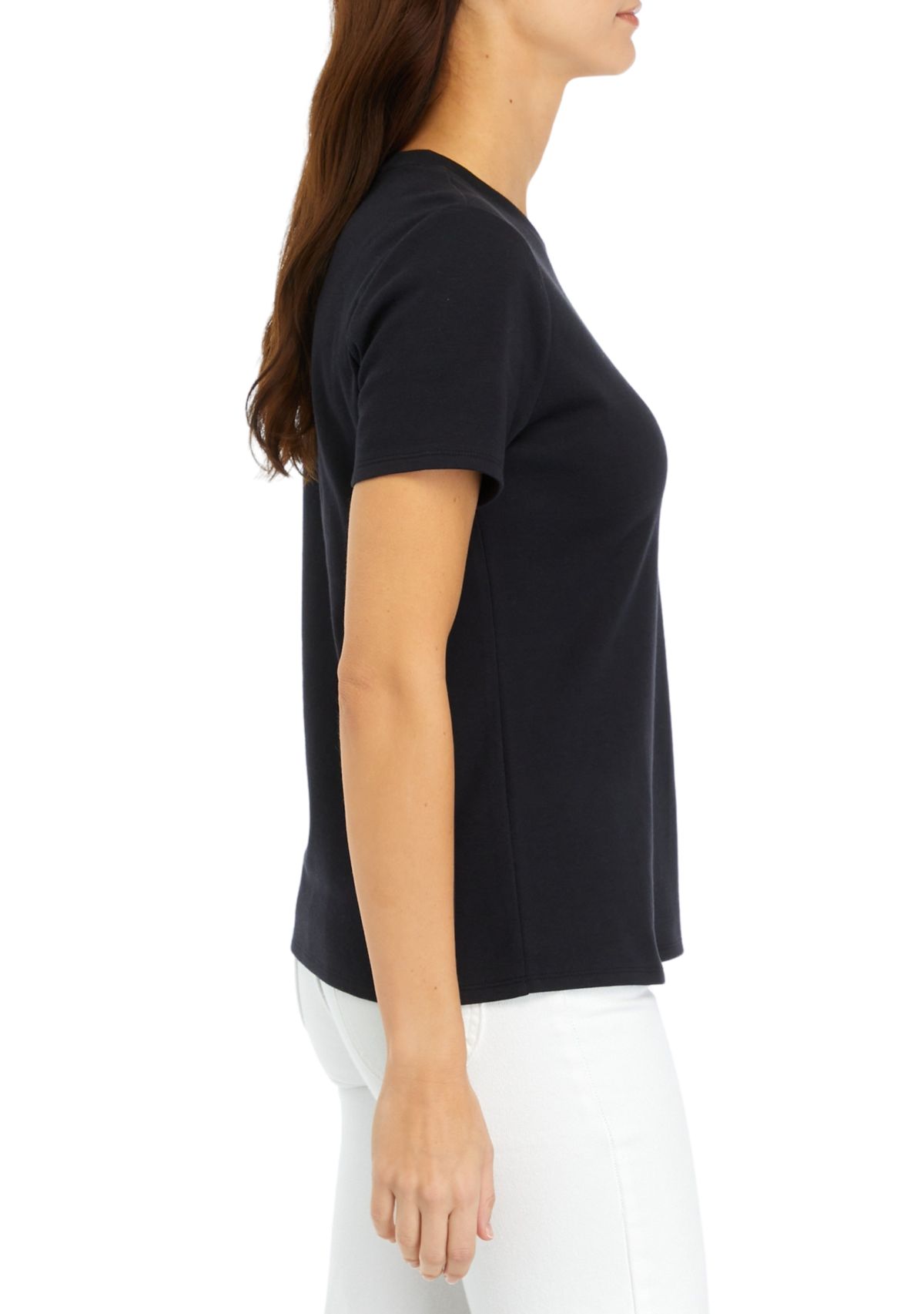 Womens Short Sleeve Crew Neck Solid T-Shirt