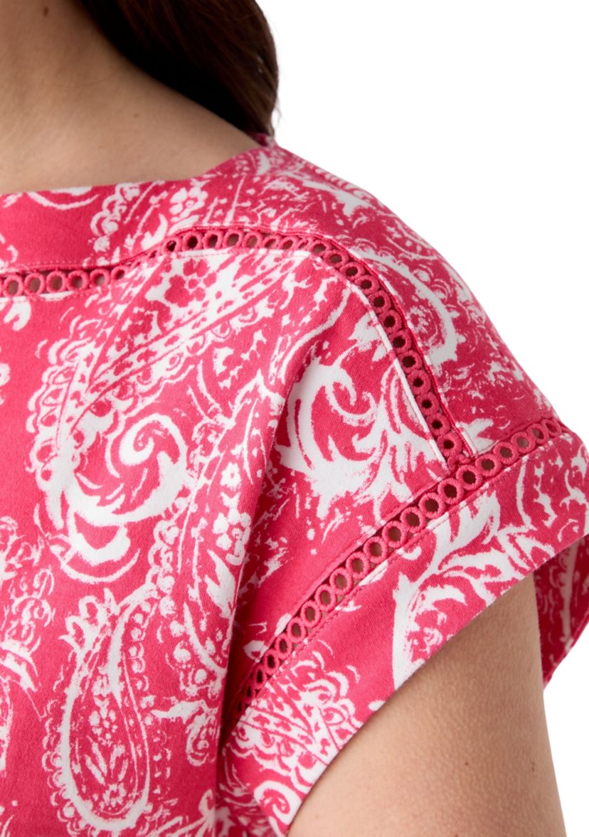 Womens Short Sleeve Dolman Printed Dress