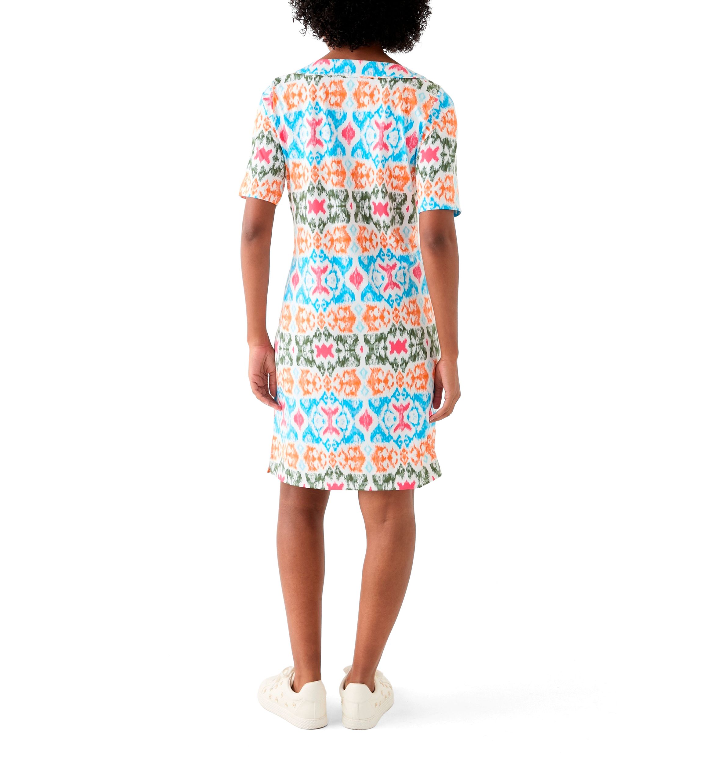 Womens Printed Split Neck Dress