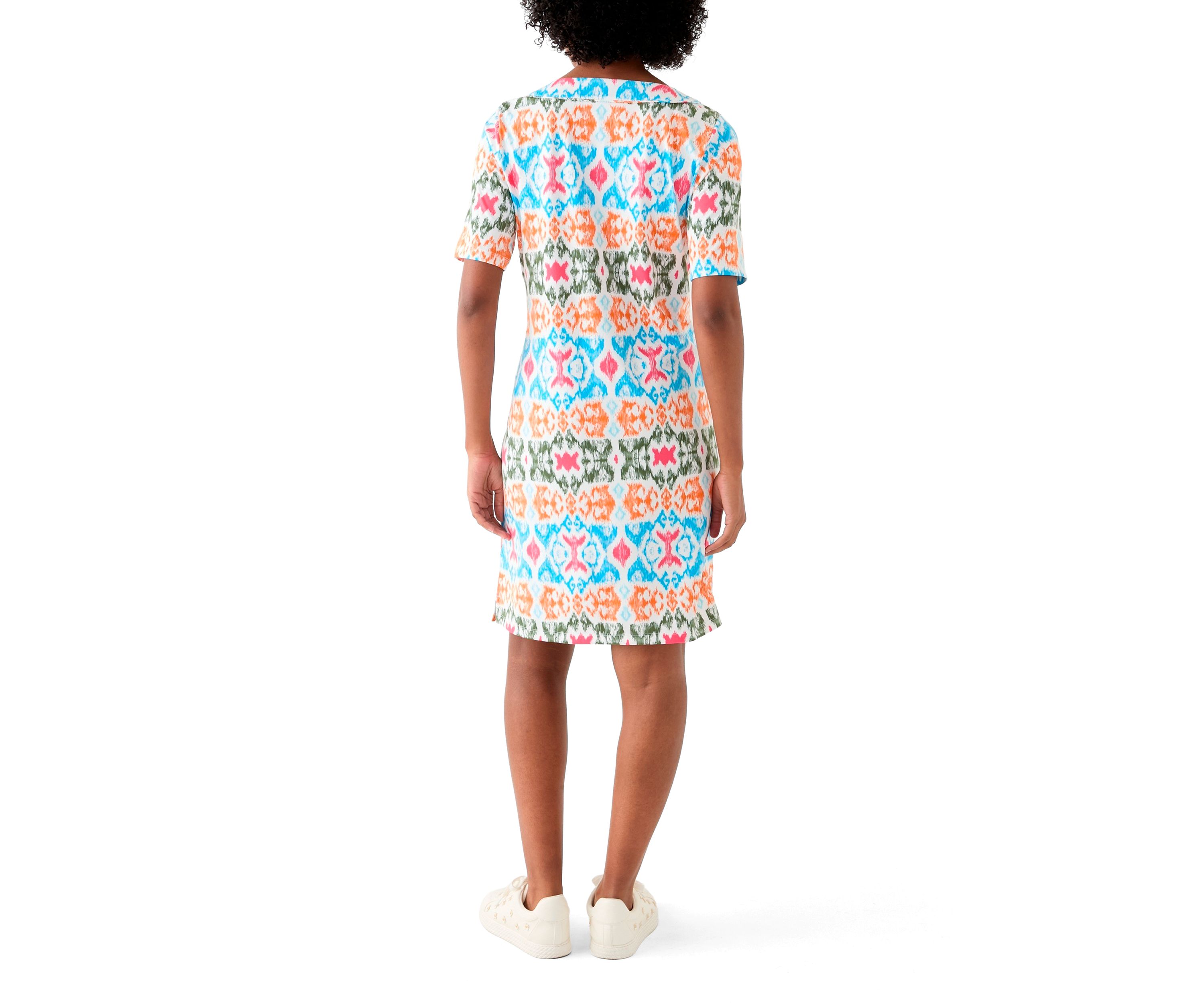 Womens Printed Split Neck Dress
