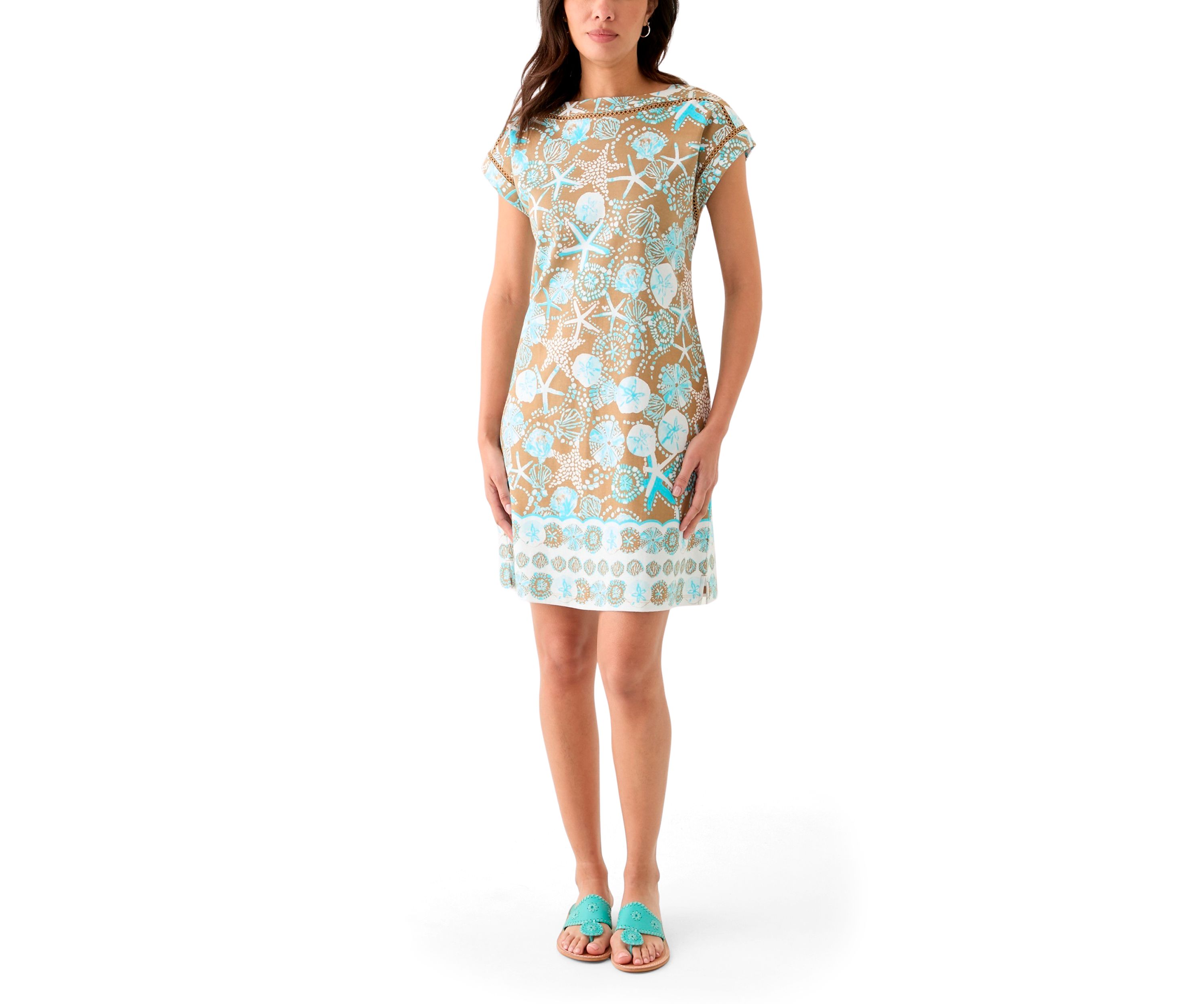 Womens Short Sleeve Dolman Printed Dress