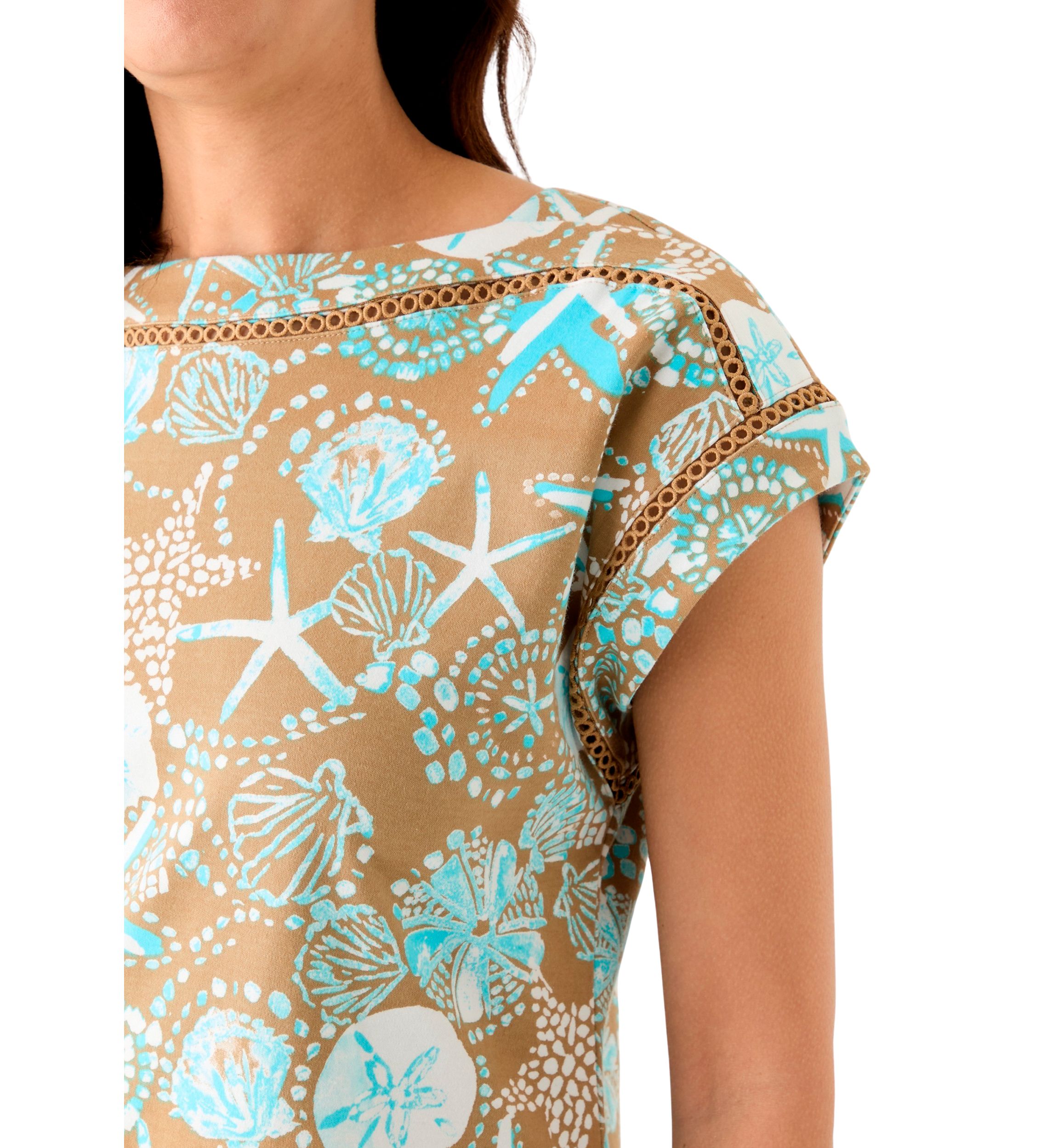 Womens Short Sleeve Dolman Printed Dress