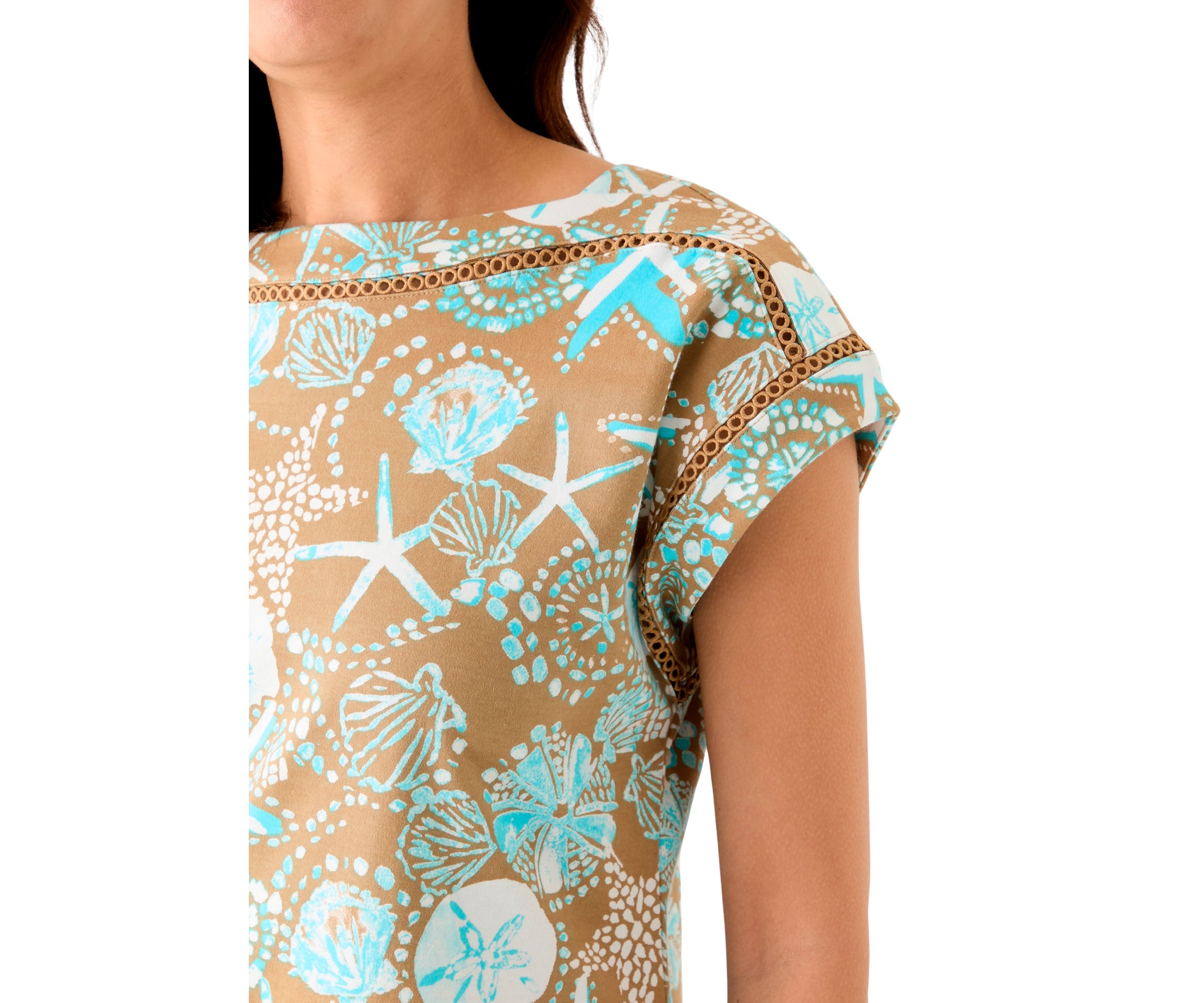 Womens Short Sleeve Dolman Printed Dress