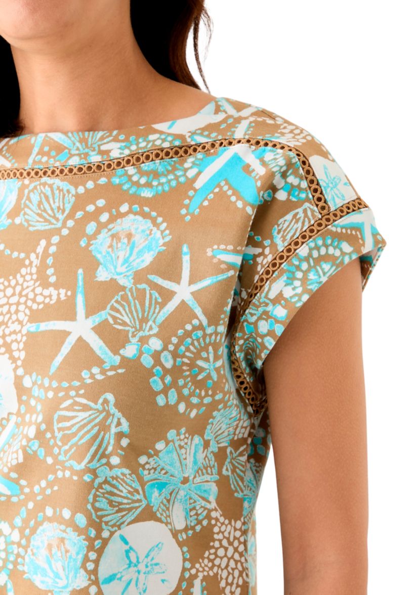 Womens Short Sleeve Dolman Printed Dress