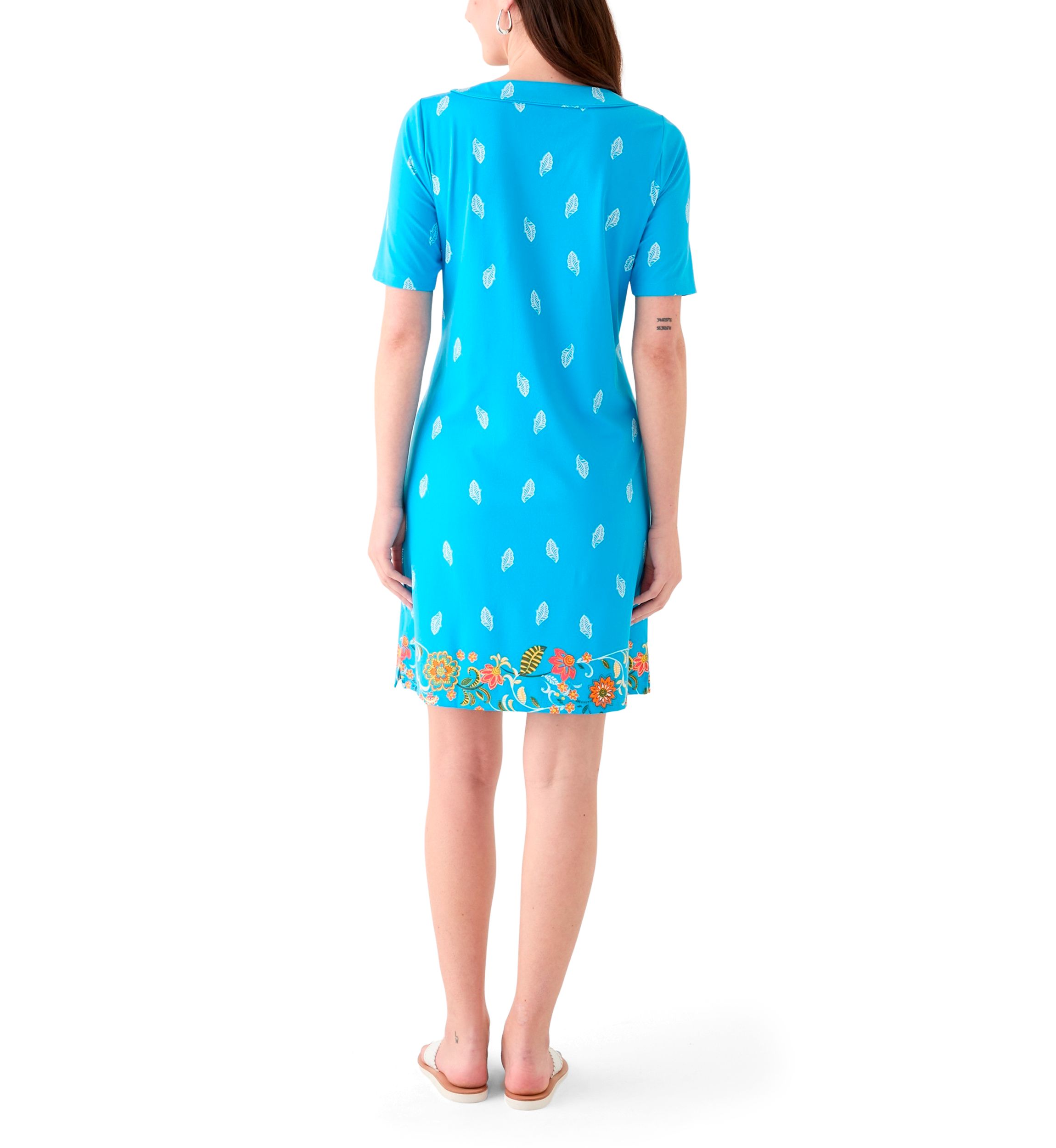 Womens Printed Split Neck Dress