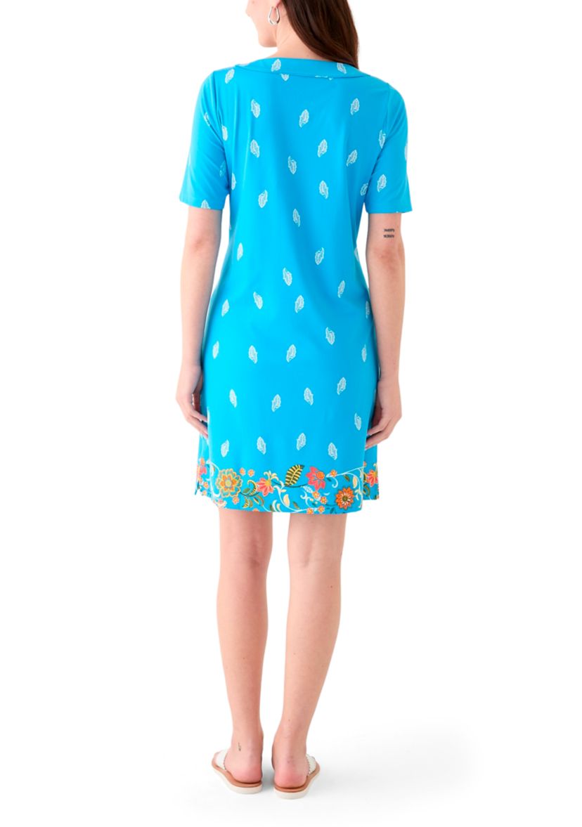 Womens Printed Split Neck Dress