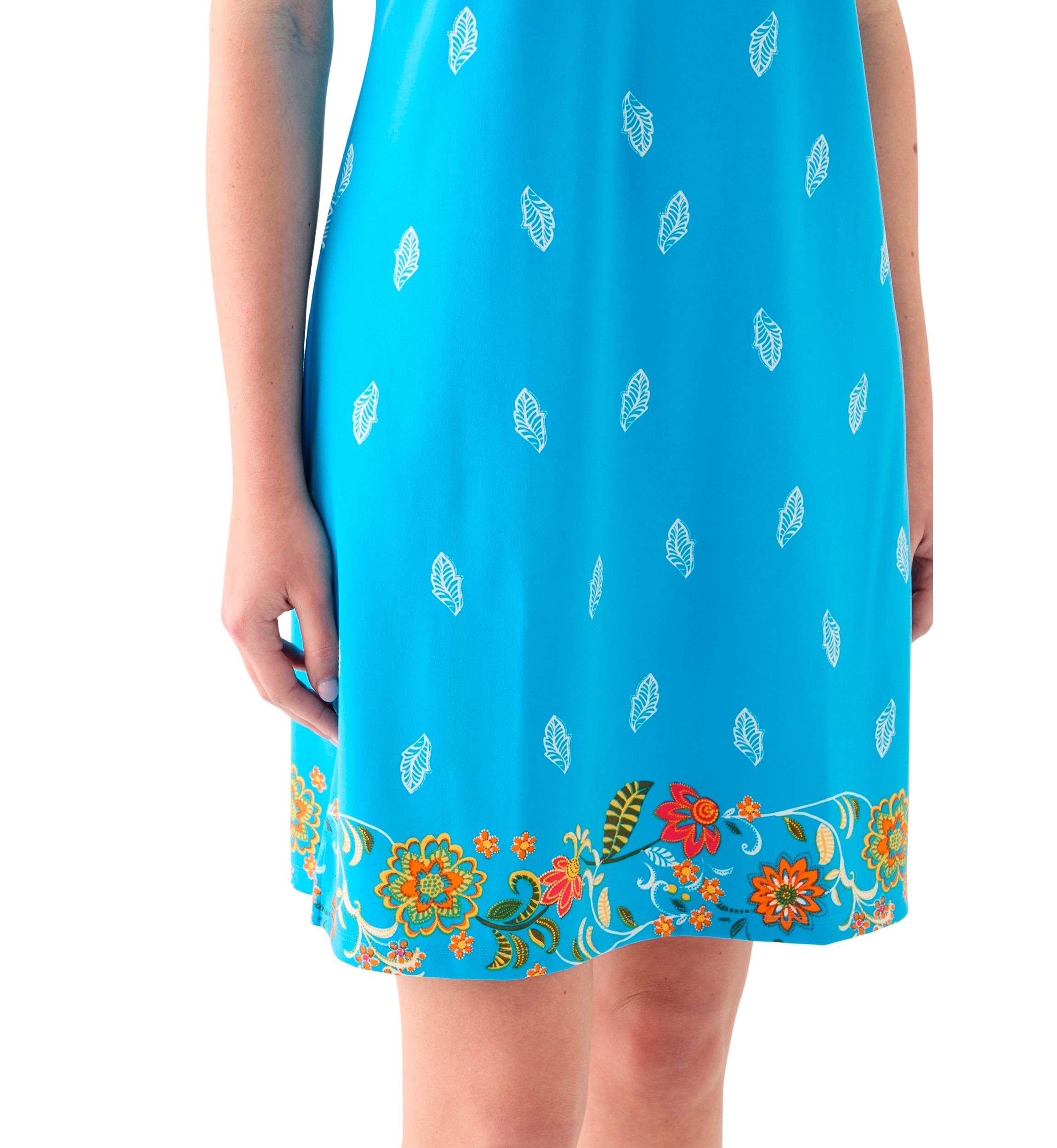 Womens Printed Split Neck Dress