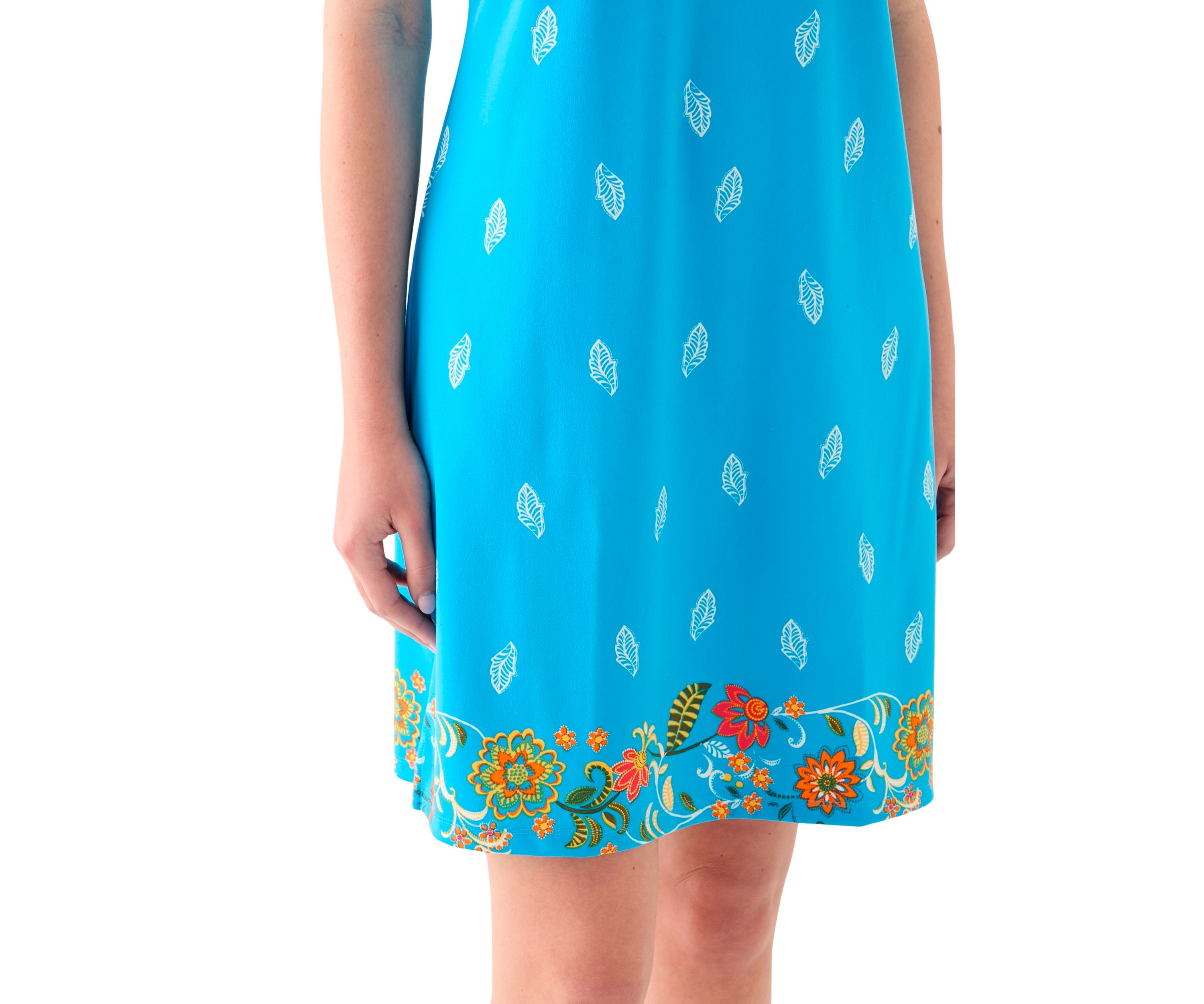 Womens Printed Split Neck Dress