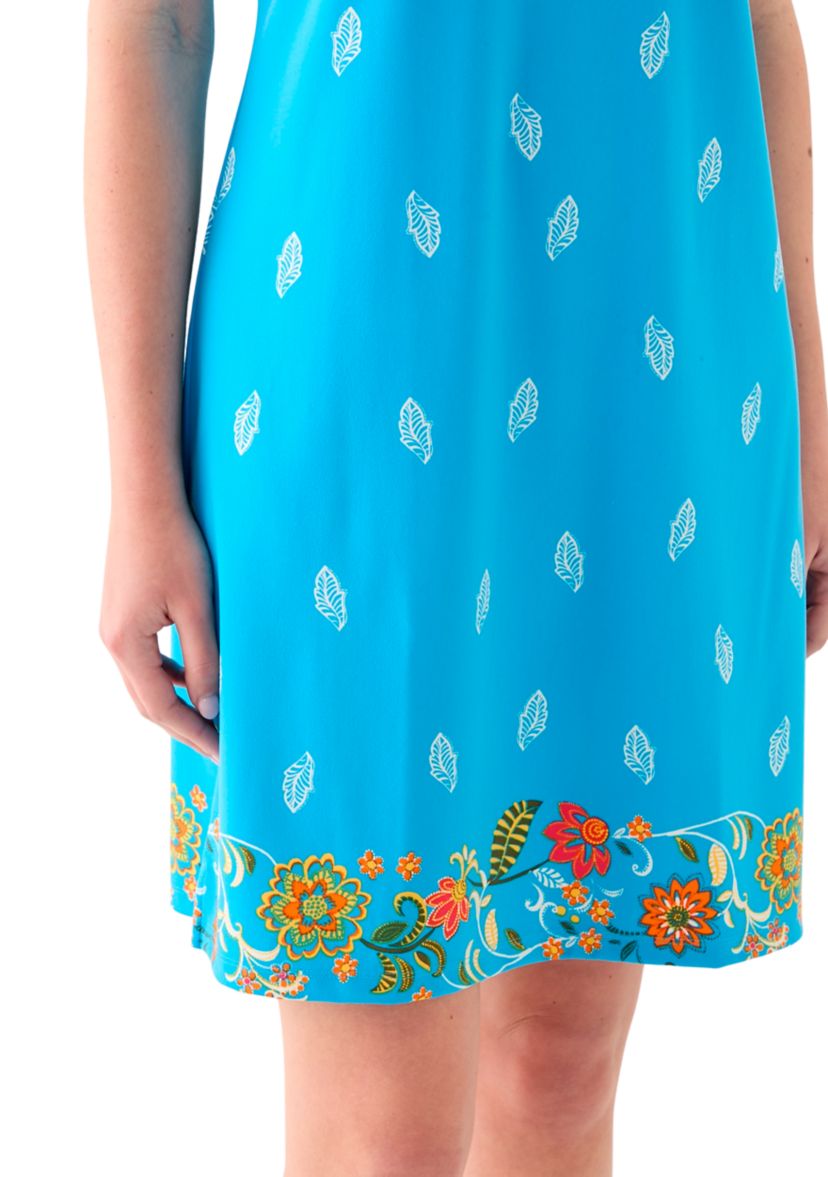 Womens Printed Split Neck Dress