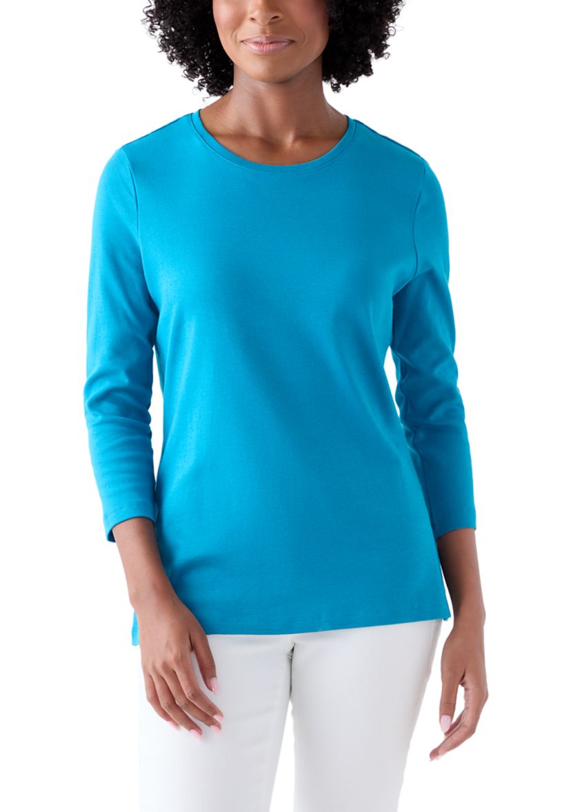 Womens 3/4 Sleeve Crew Neck T-Shirt