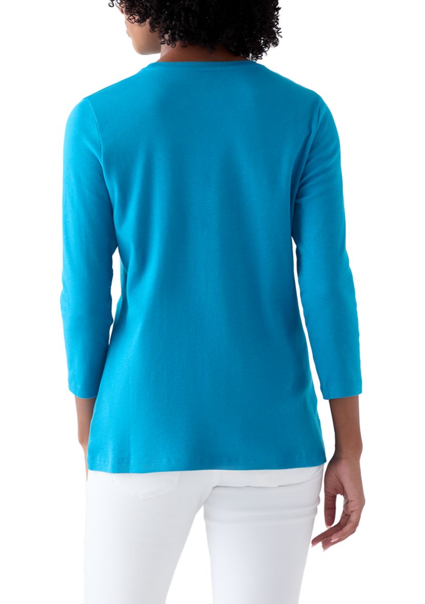 Womens 3/4 Sleeve Crew Neck T-Shirt