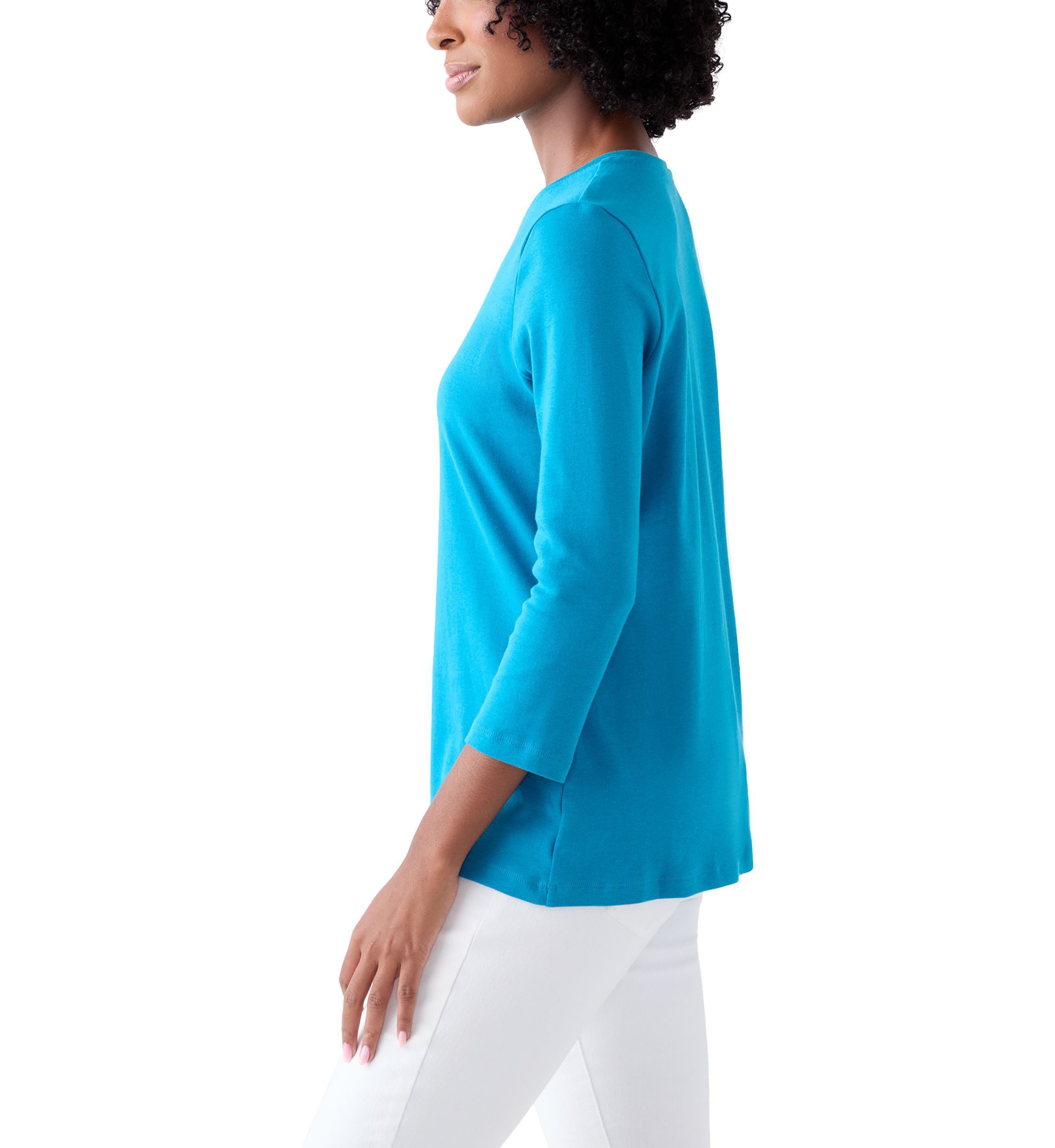Womens 3/4 Sleeve Crew Neck T-Shirt