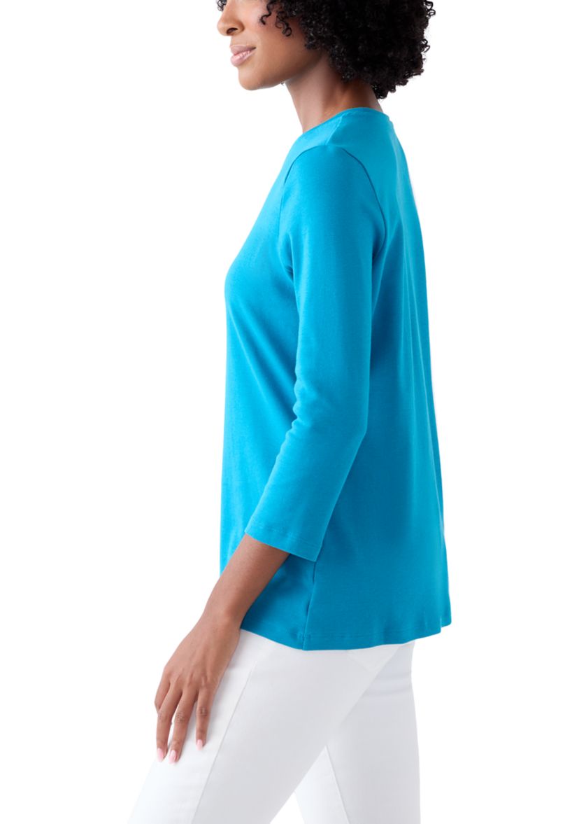 Womens 3/4 Sleeve Crew Neck T-Shirt