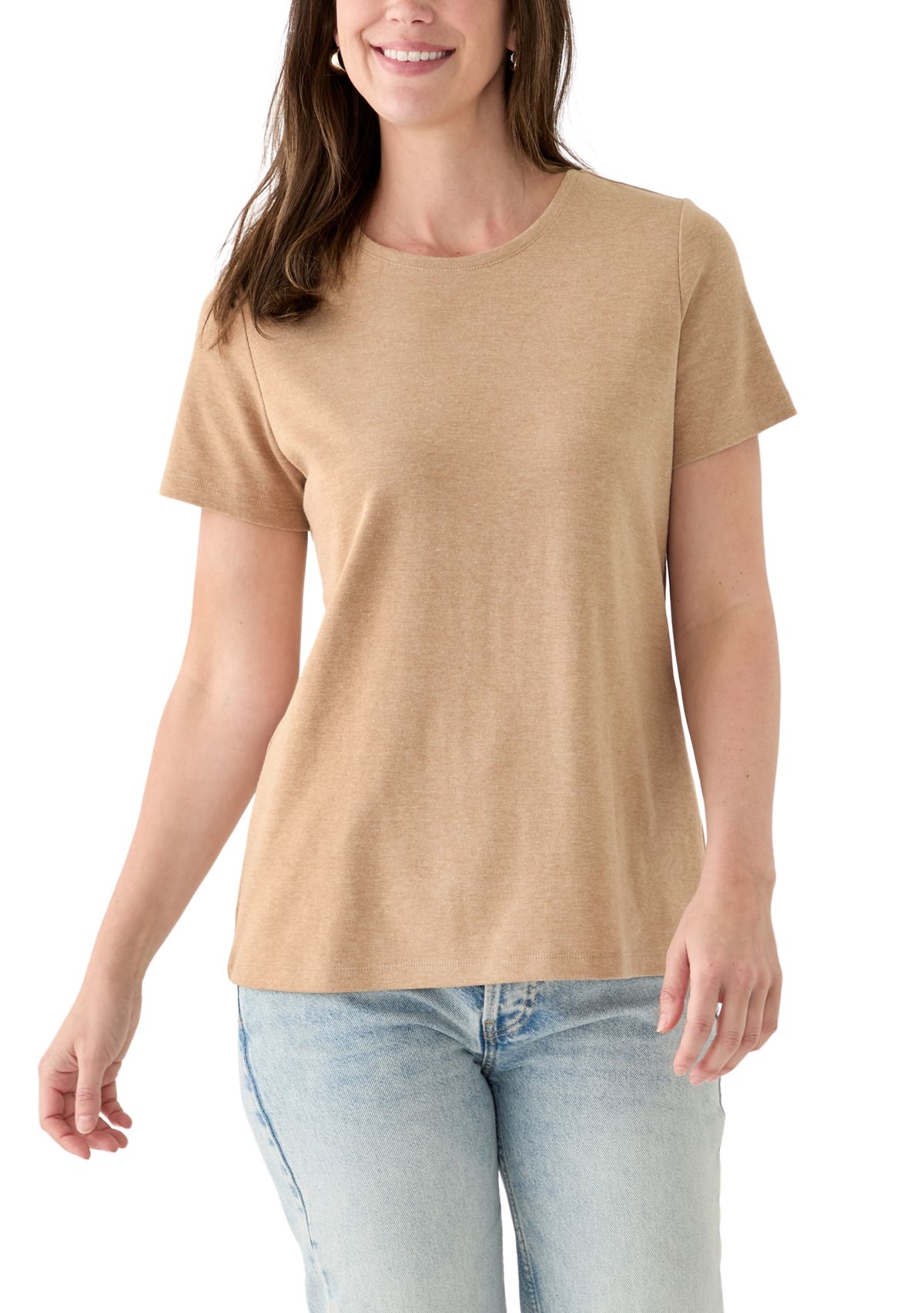 Womens Short Sleeve Crew Neck Heather T-Shirt