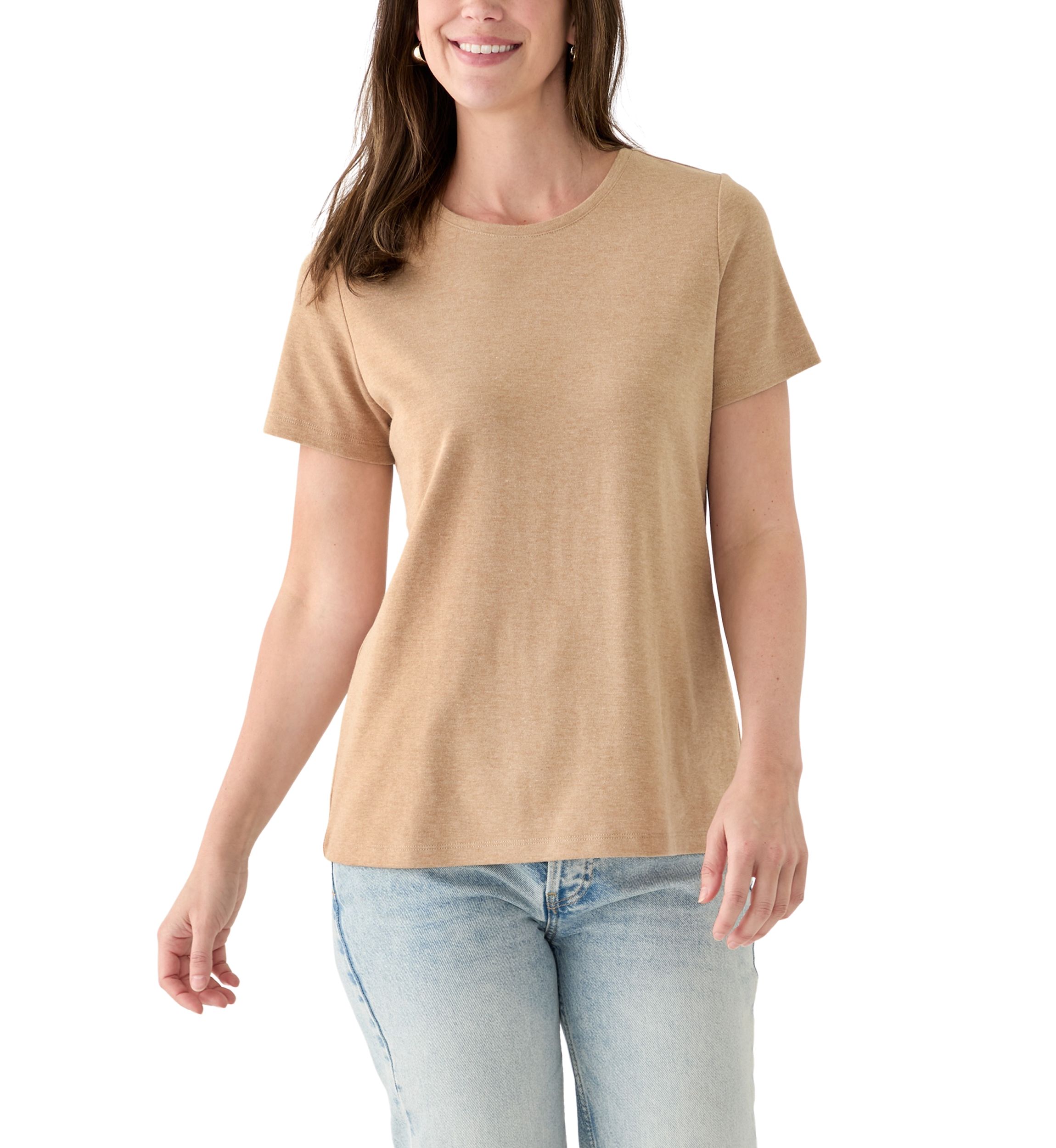 Womens Short Sleeve Crew Neck Heather T-Shirt
