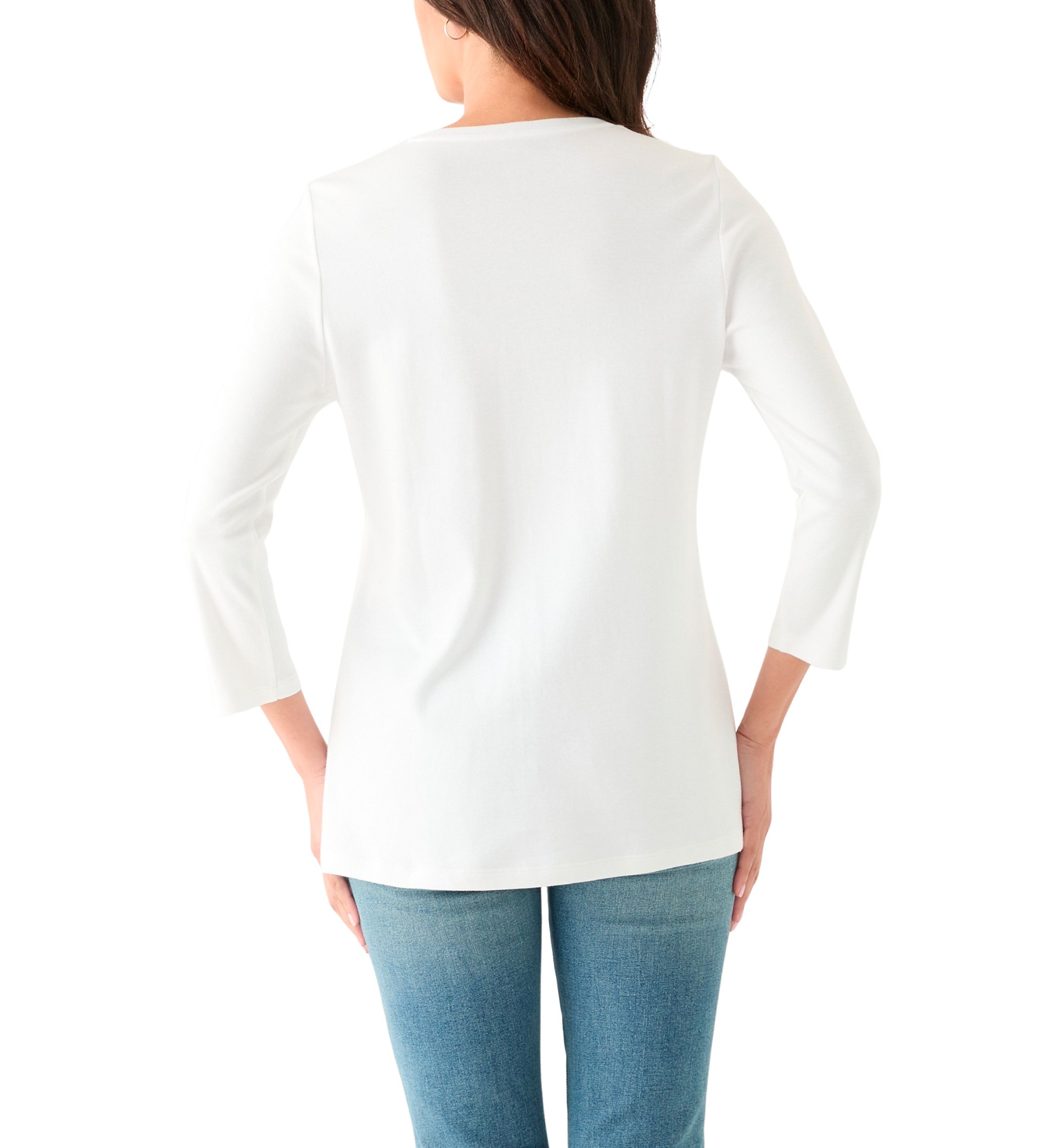 Womens 3/4 Sleeve Crew Neck Graphic T-Shirt
