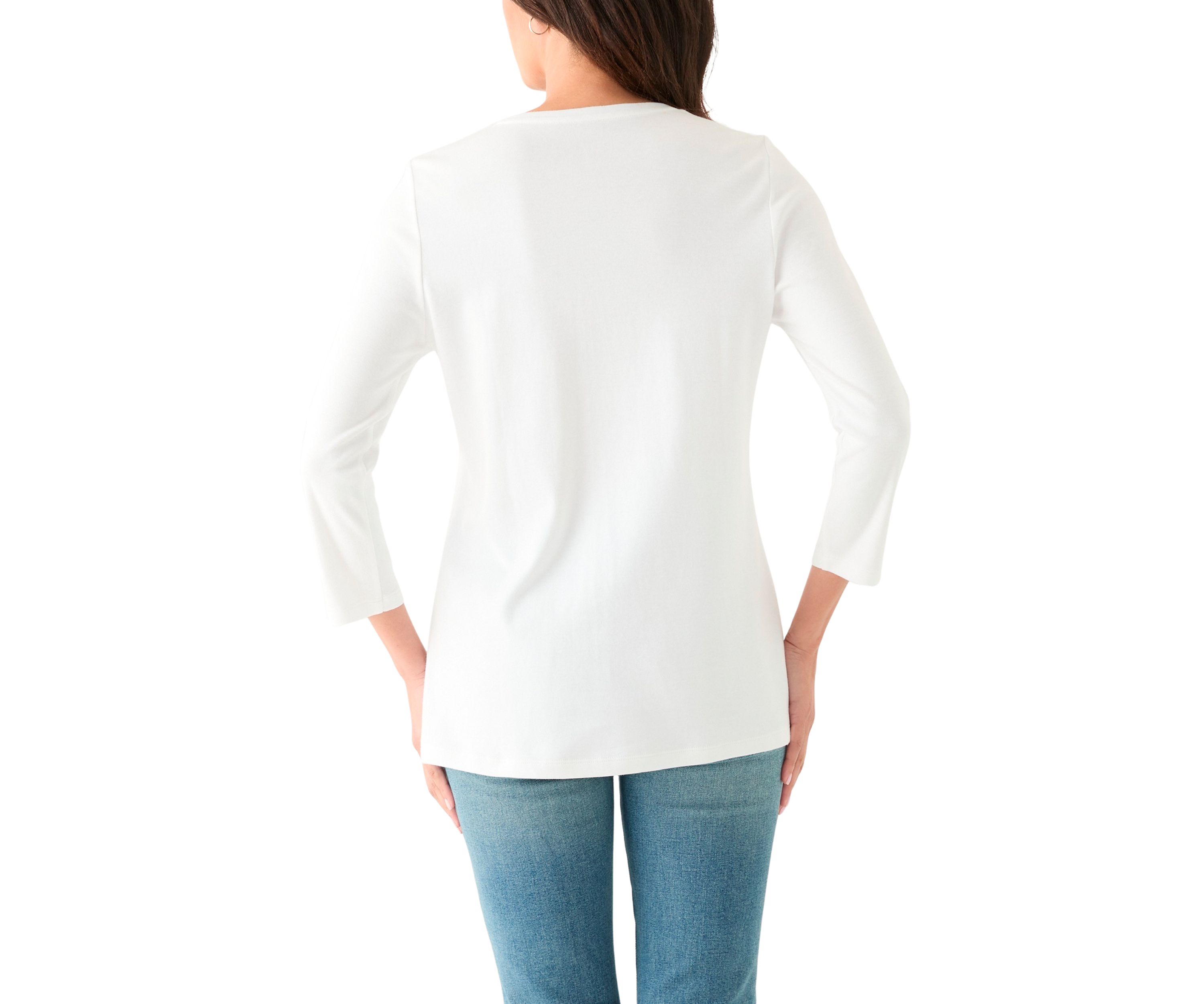 Womens 3/4 Sleeve Crew Neck Graphic T-Shirt
