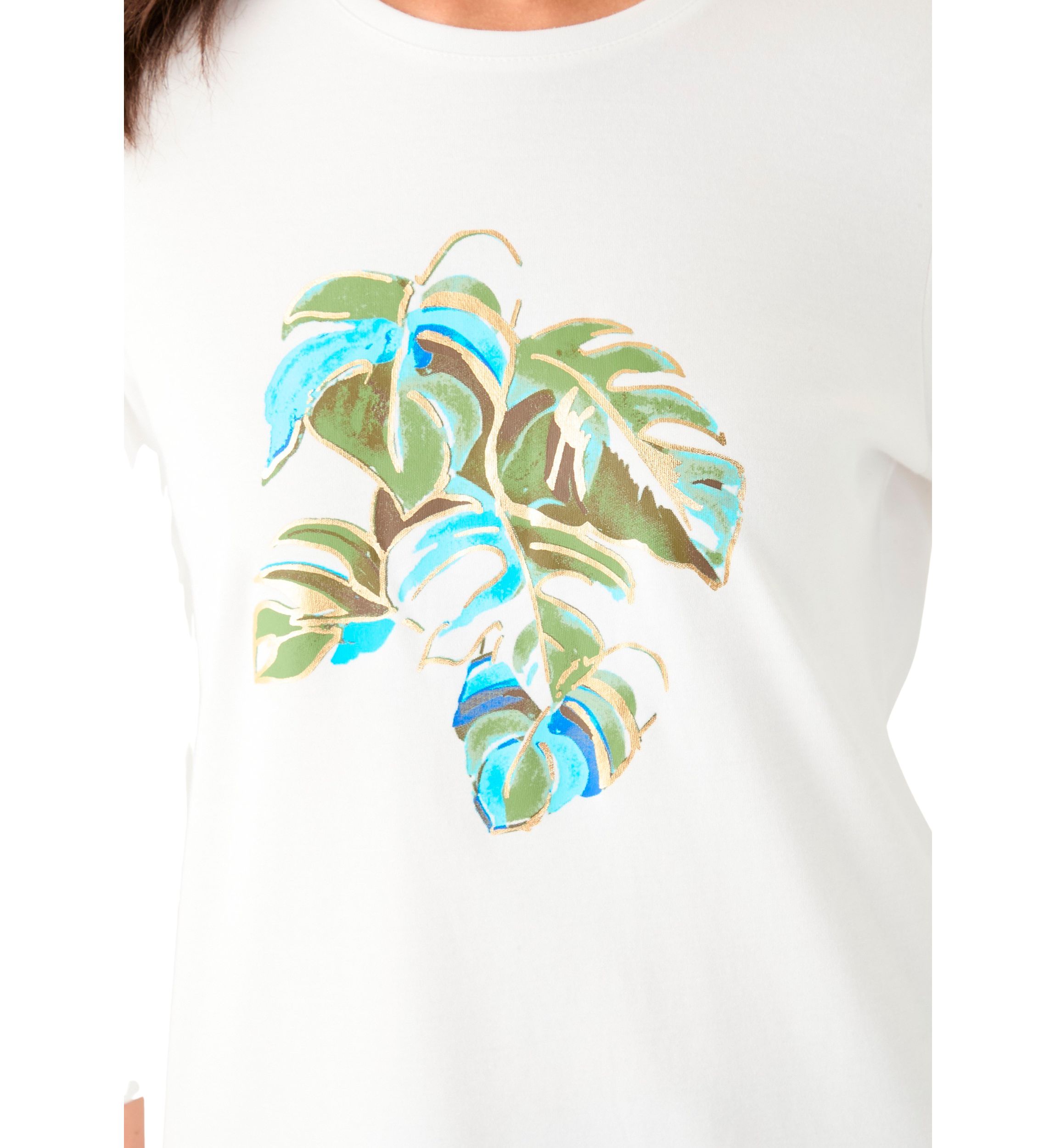 Womens 3/4 Sleeve Crew Neck Graphic T-Shirt