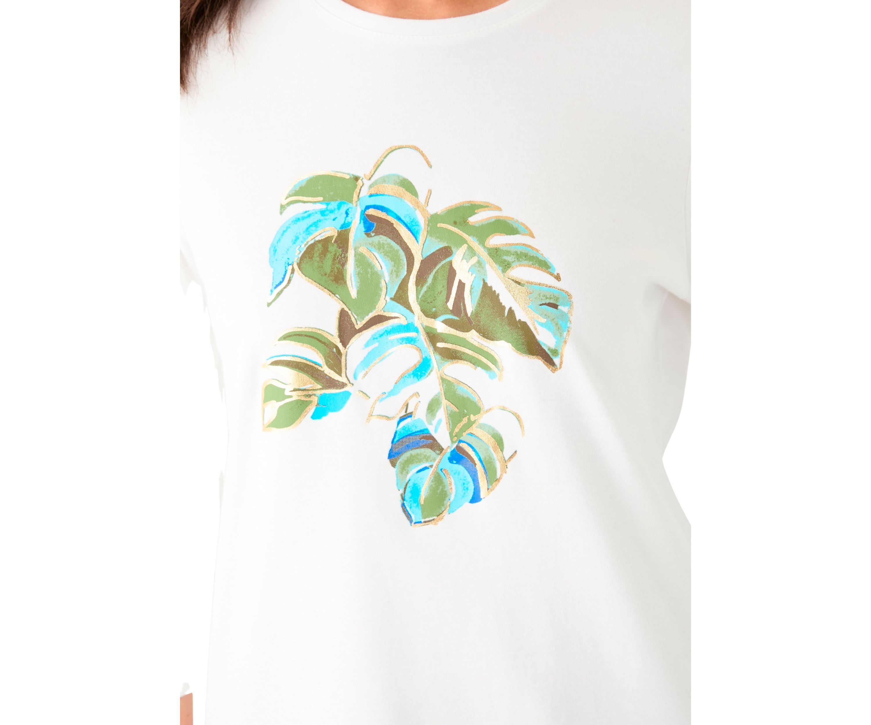 Womens 3/4 Sleeve Crew Neck Graphic T-Shirt