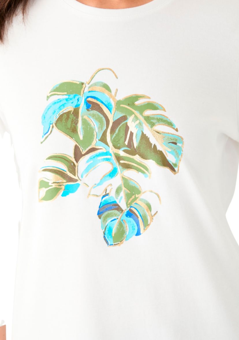 Womens 3/4 Sleeve Crew Neck Graphic T-Shirt