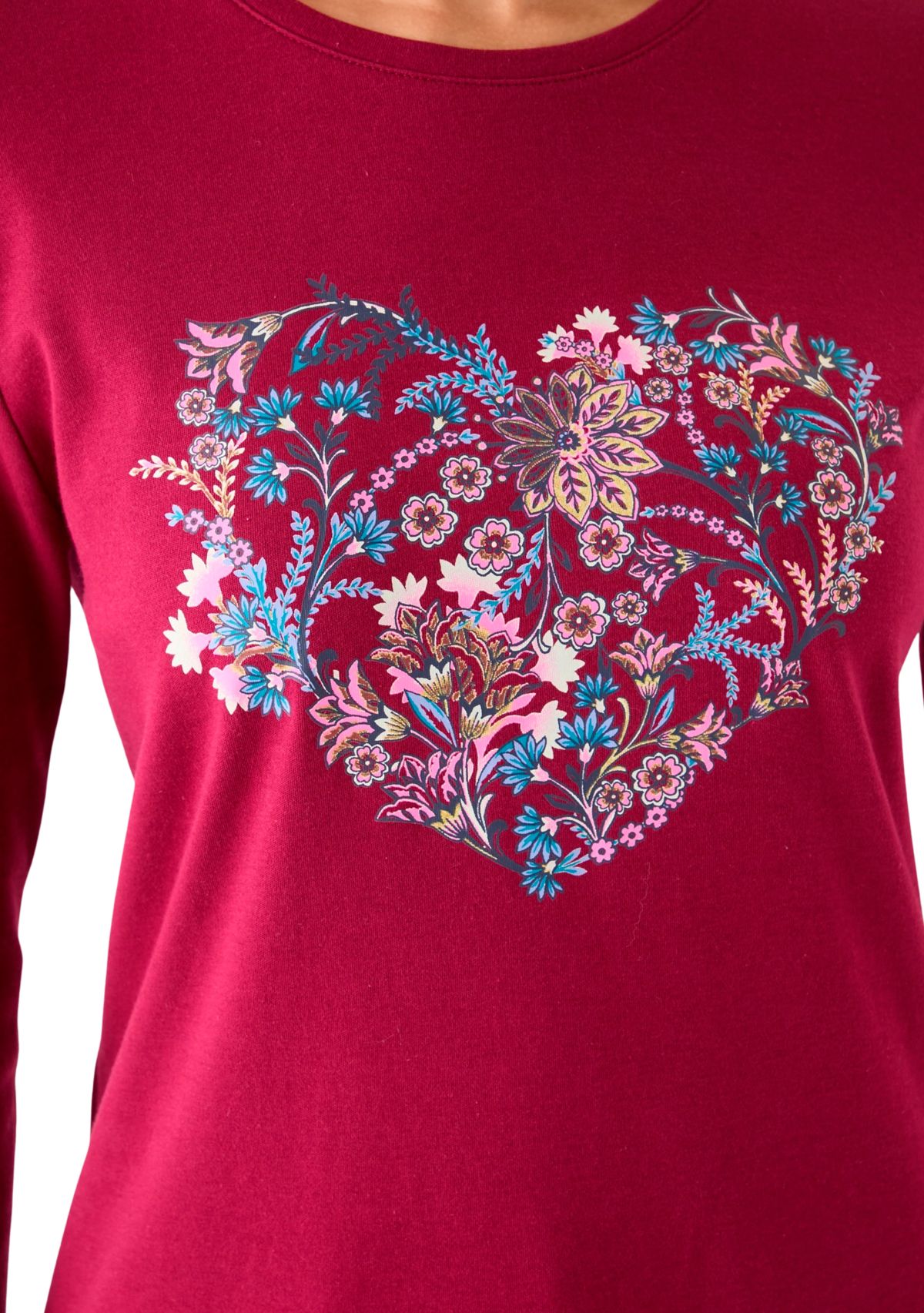 Womens 3/4 Sleeve Crew Neck Graphic T-Shirt