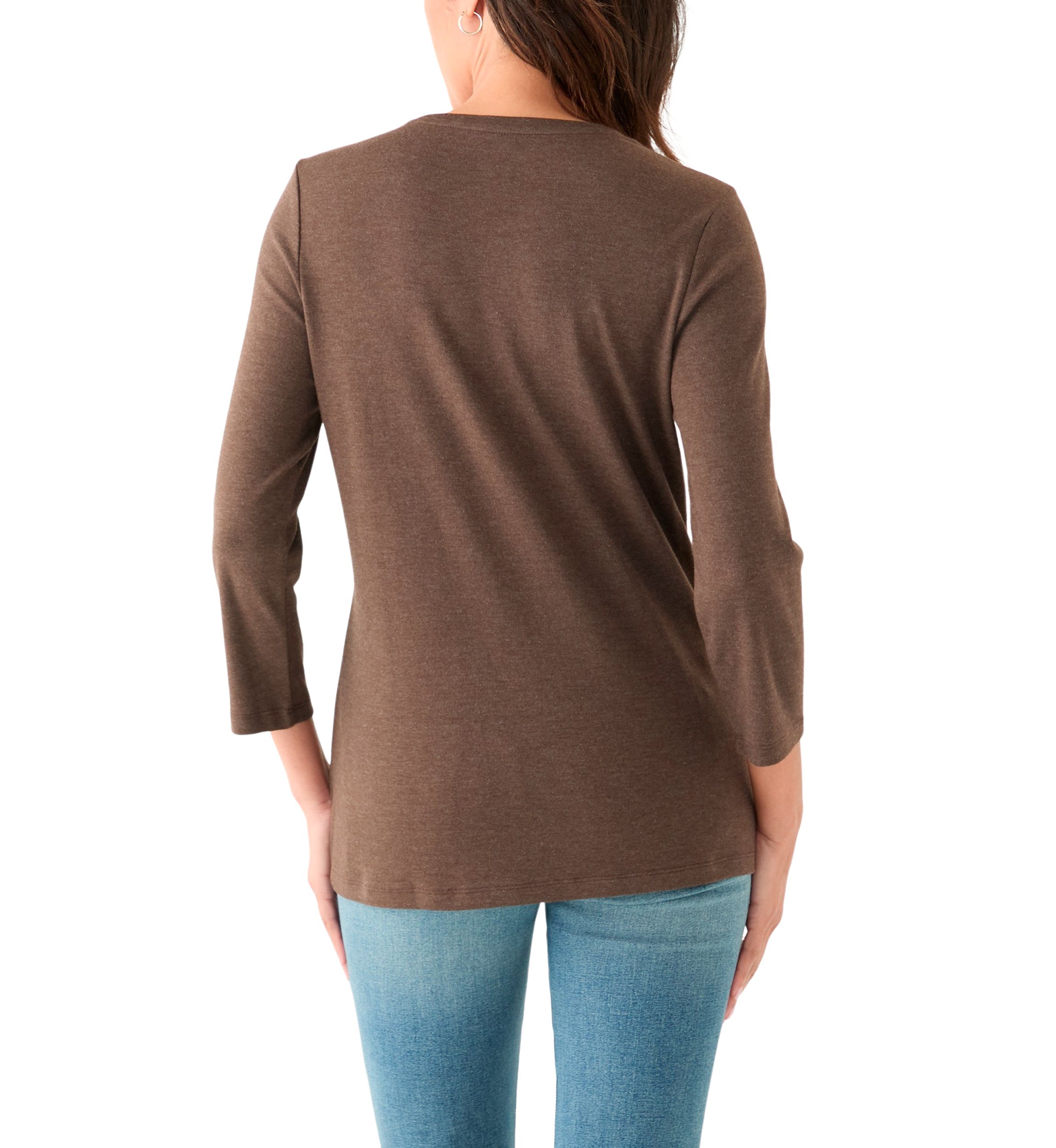 Womens 3/4 Sleeve Crew Neck Heather Graphic T-Shirt