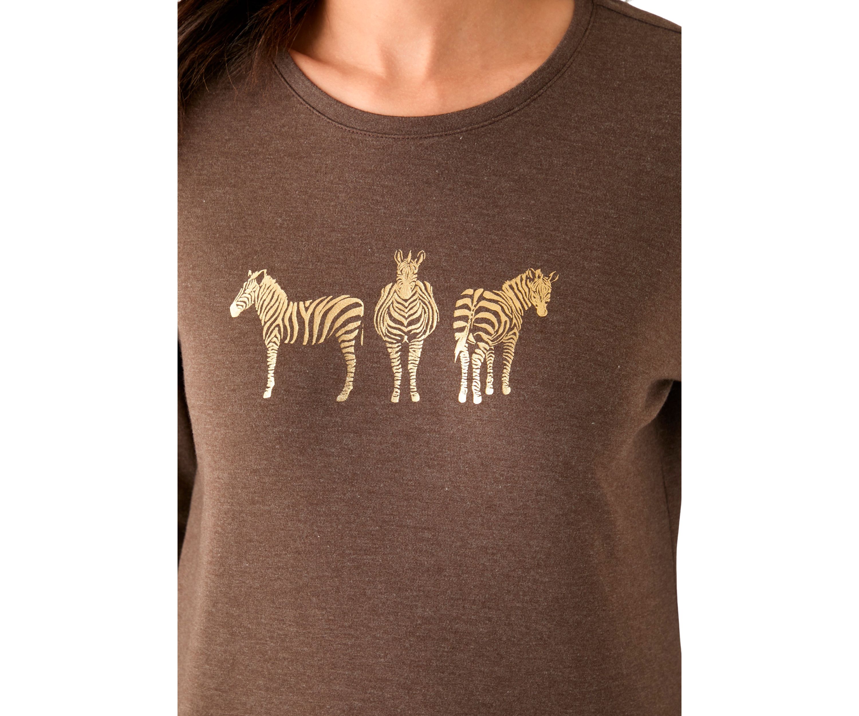 Womens 3/4 Sleeve Crew Neck Heather Graphic T-Shirt