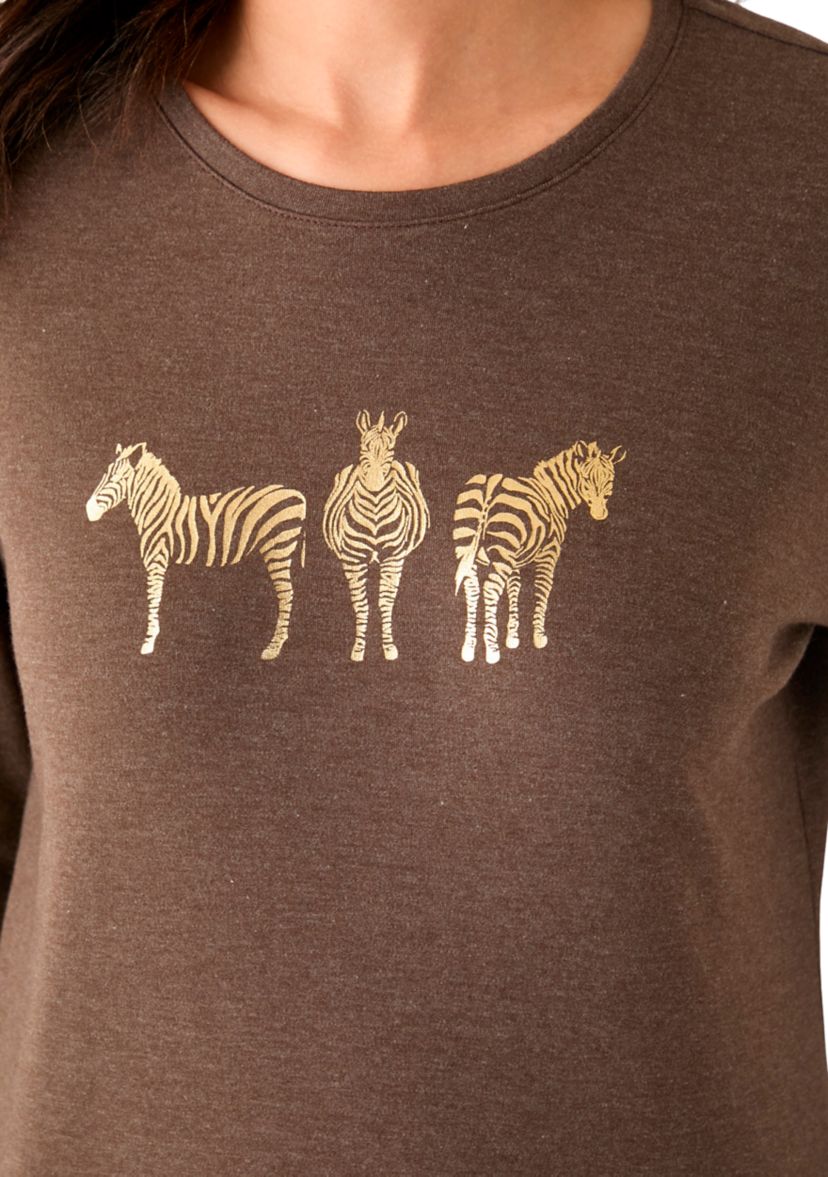 Womens 3/4 Sleeve Crew Neck Heather Graphic T-Shirt