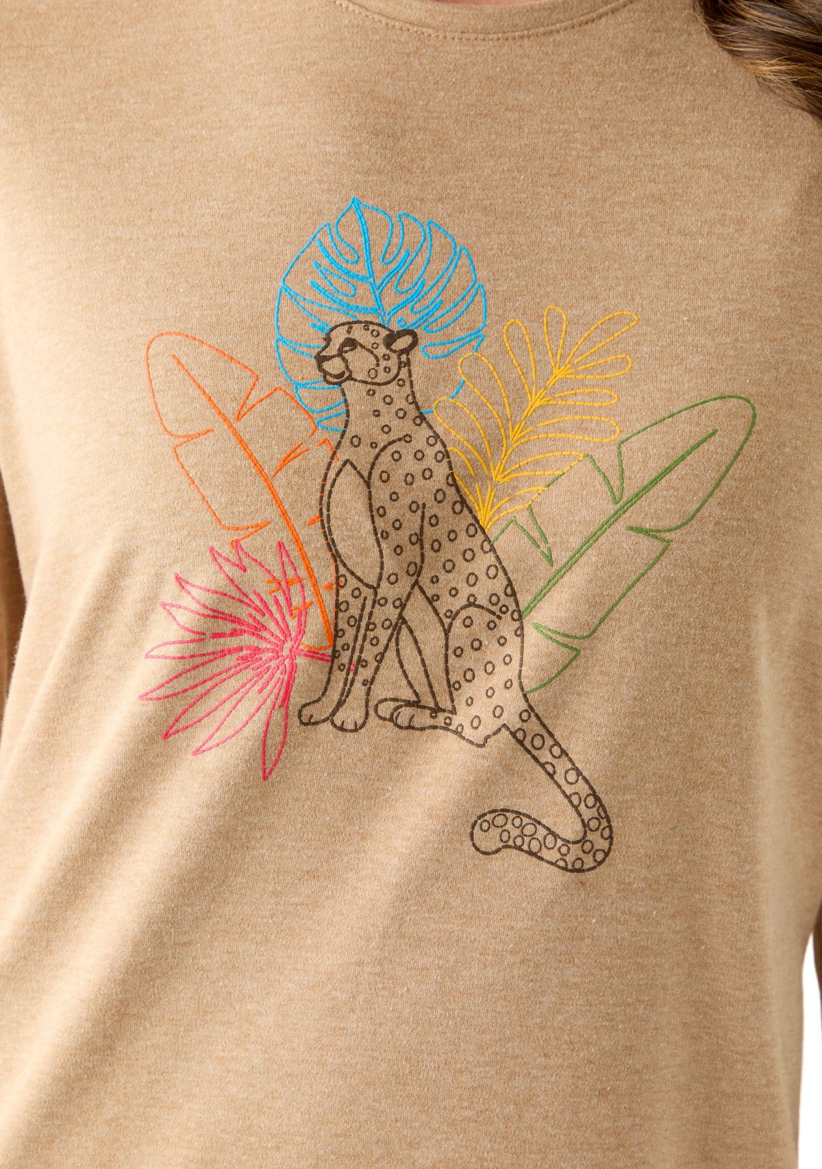 Womens 3/4 Sleeve Crew Neck Heather Graphic T-Shirt