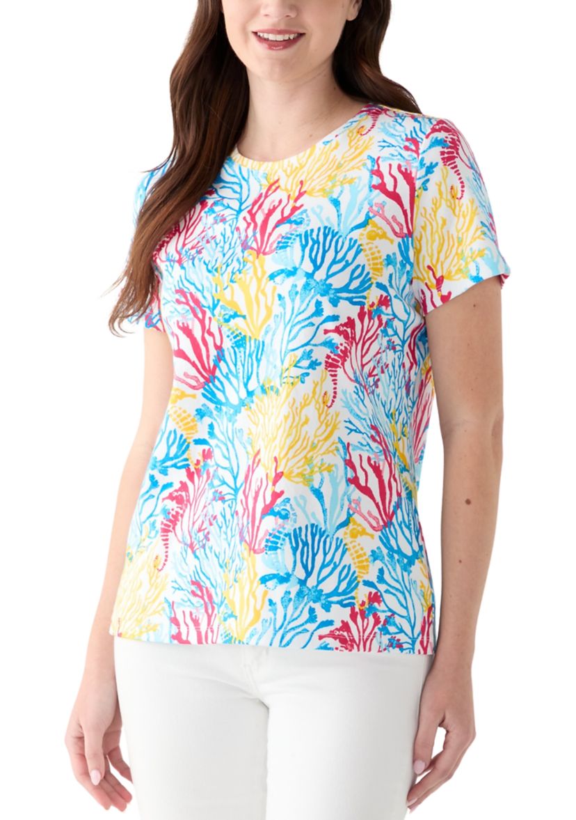 Womens Short Sleeve Crew Neck Printed T-Shirt
