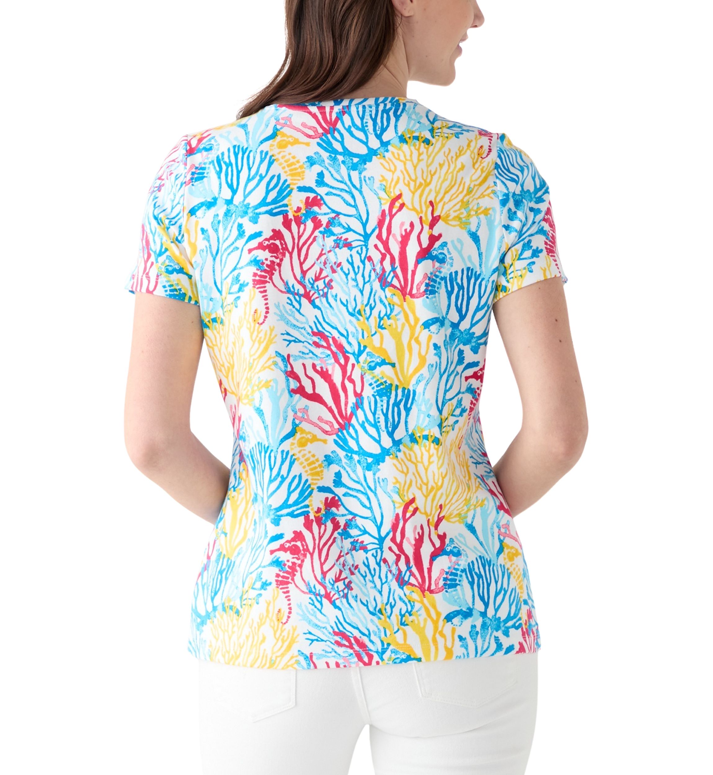 Womens Short Sleeve Crew Neck Printed T-Shirt