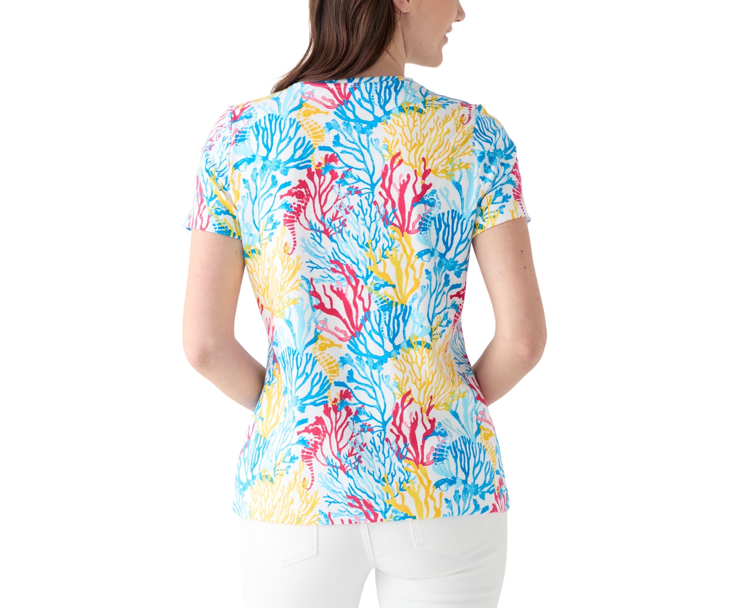 Womens Short Sleeve Crew Neck Printed T-Shirt