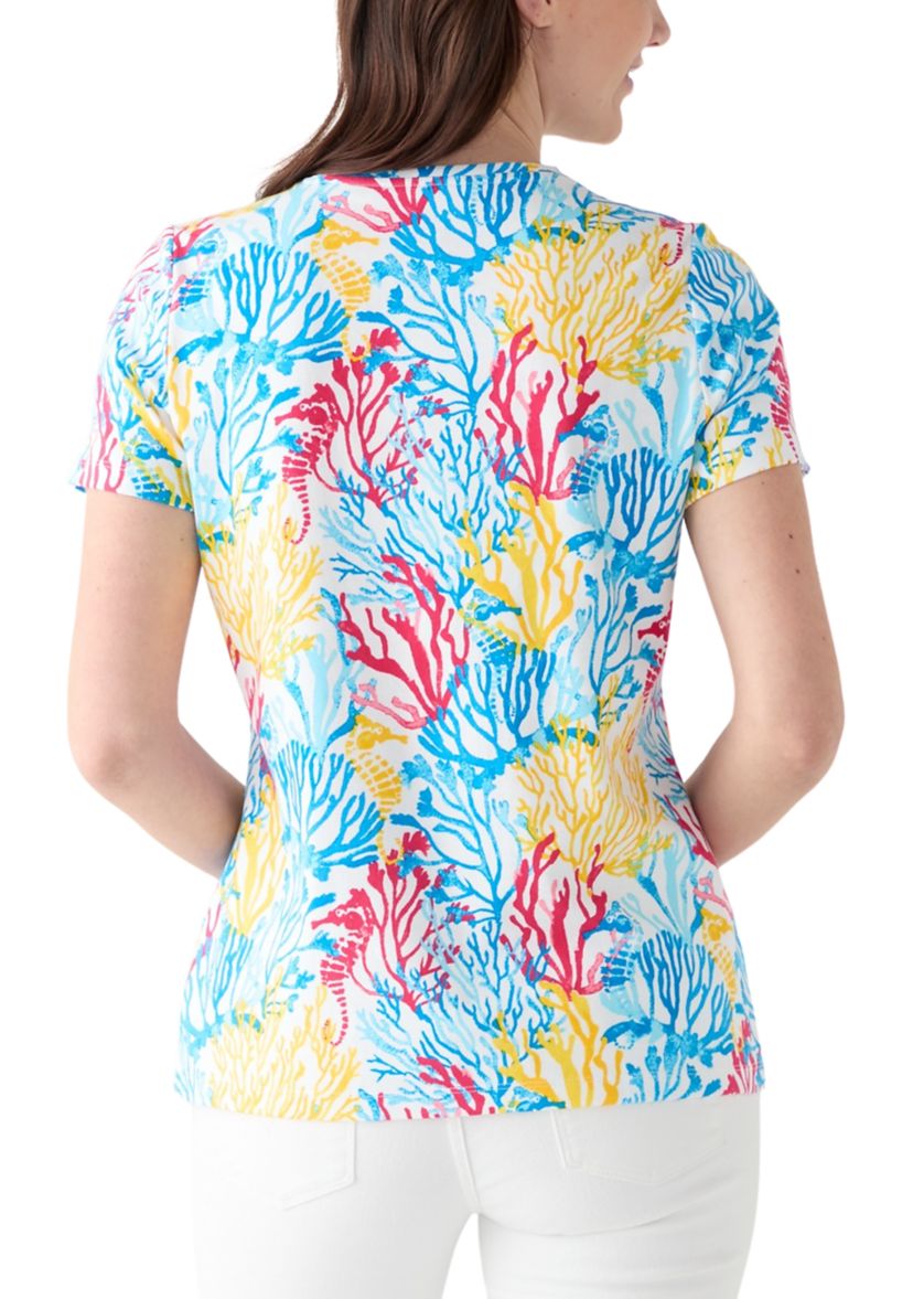 Womens Short Sleeve Crew Neck Printed T-Shirt