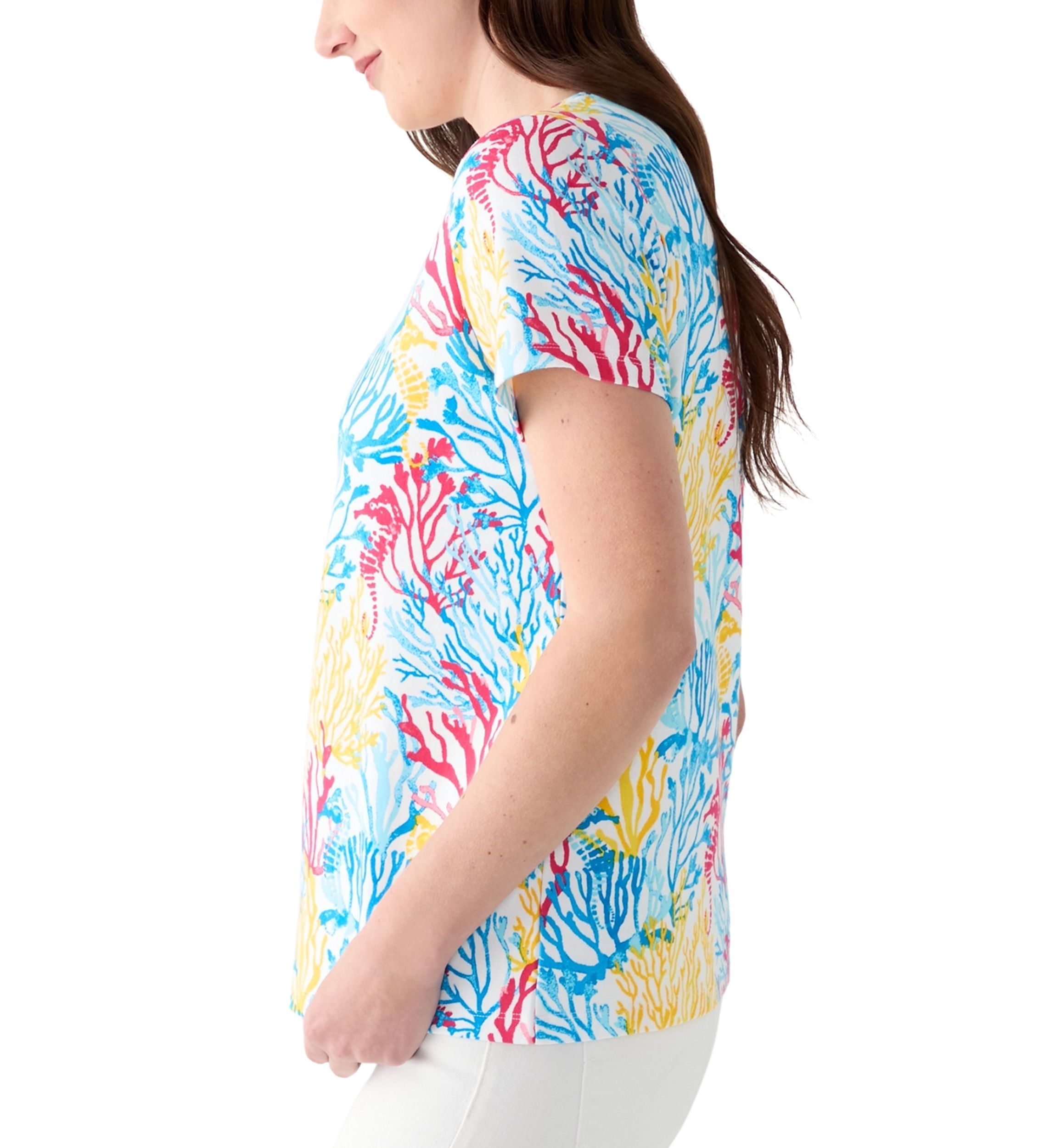 Womens Short Sleeve Crew Neck Printed T-Shirt