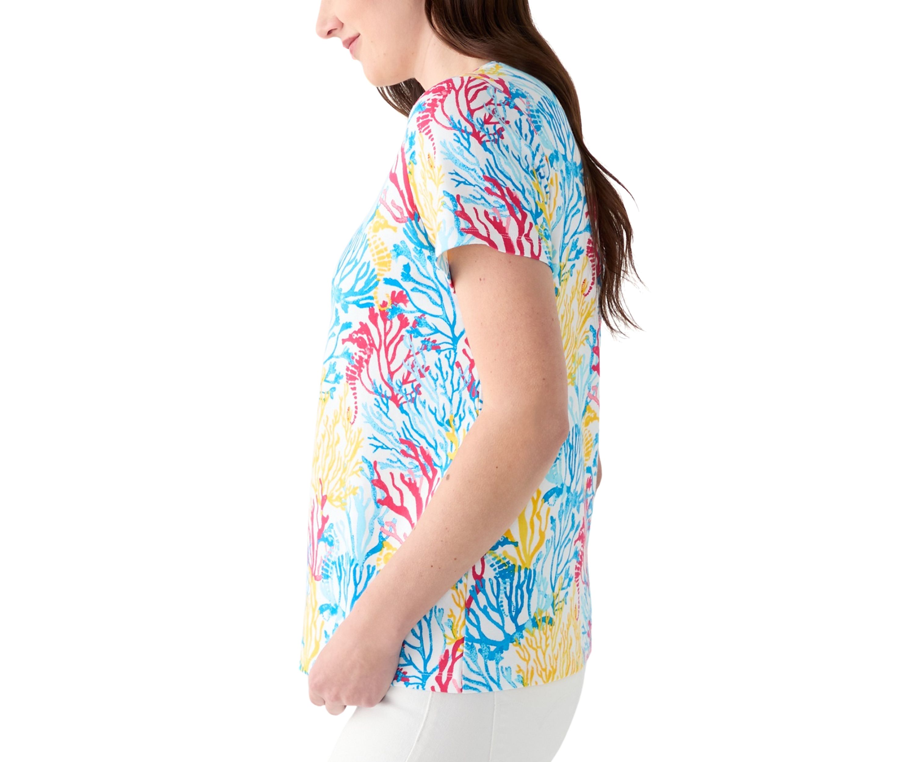 Womens Short Sleeve Crew Neck Printed T-Shirt